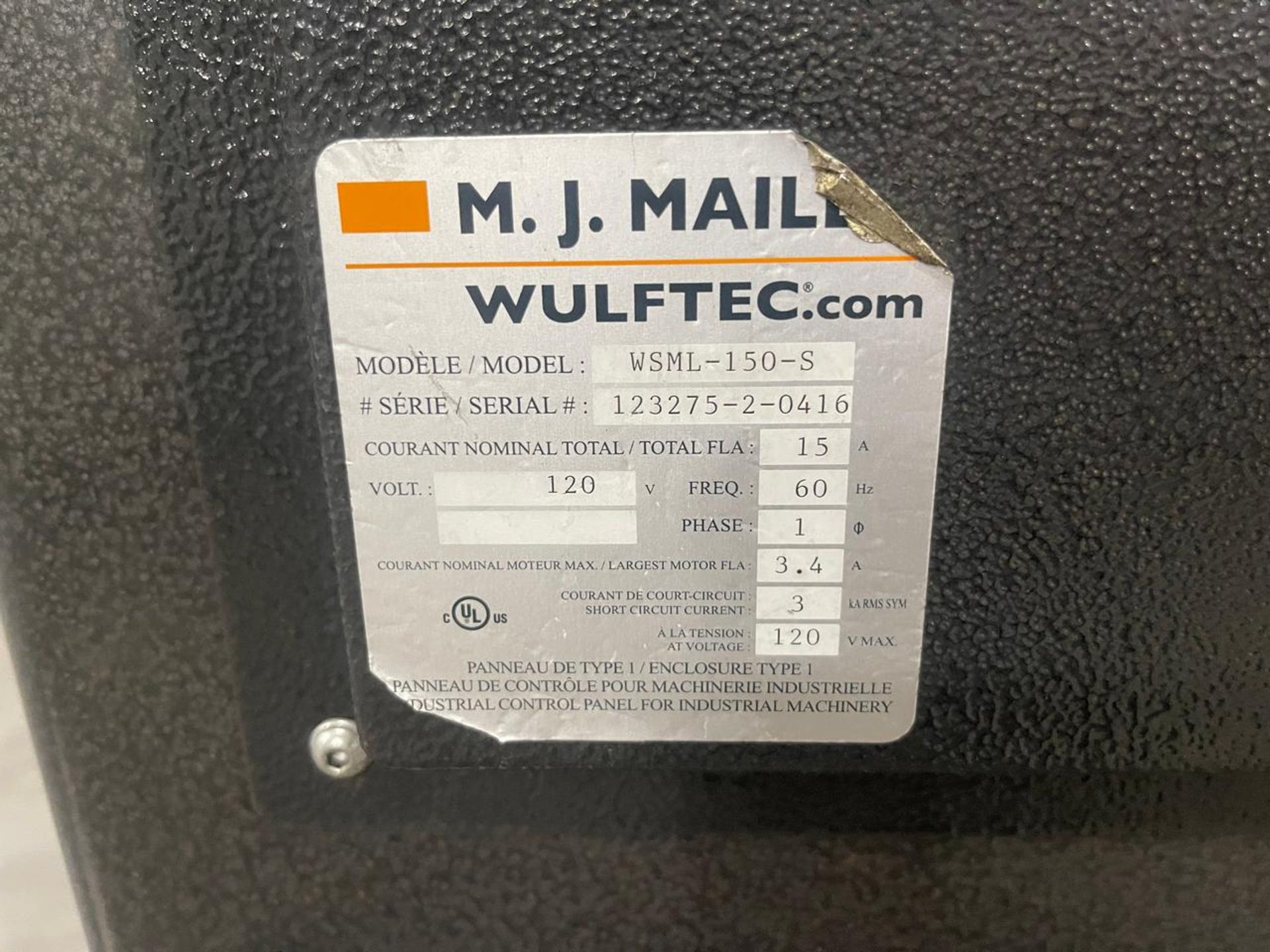 M.J. MAILLIS WULFTEC SML-150-S PALLET WRAPPER - Image 3 of 6