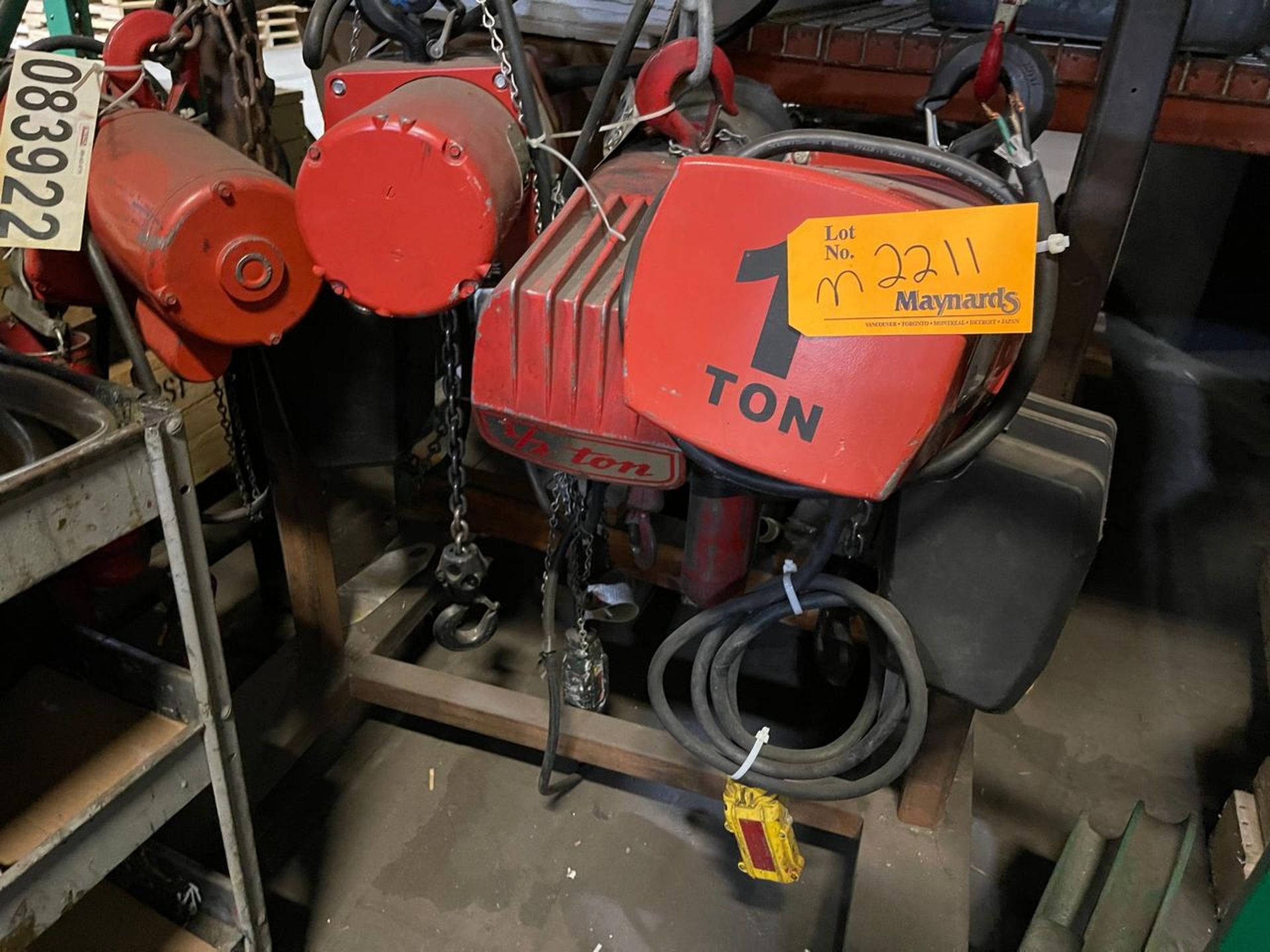 LOT OF (4) VARIOUS SIZE ELECTRIC CHAIN HOISTS - Image 2 of 2