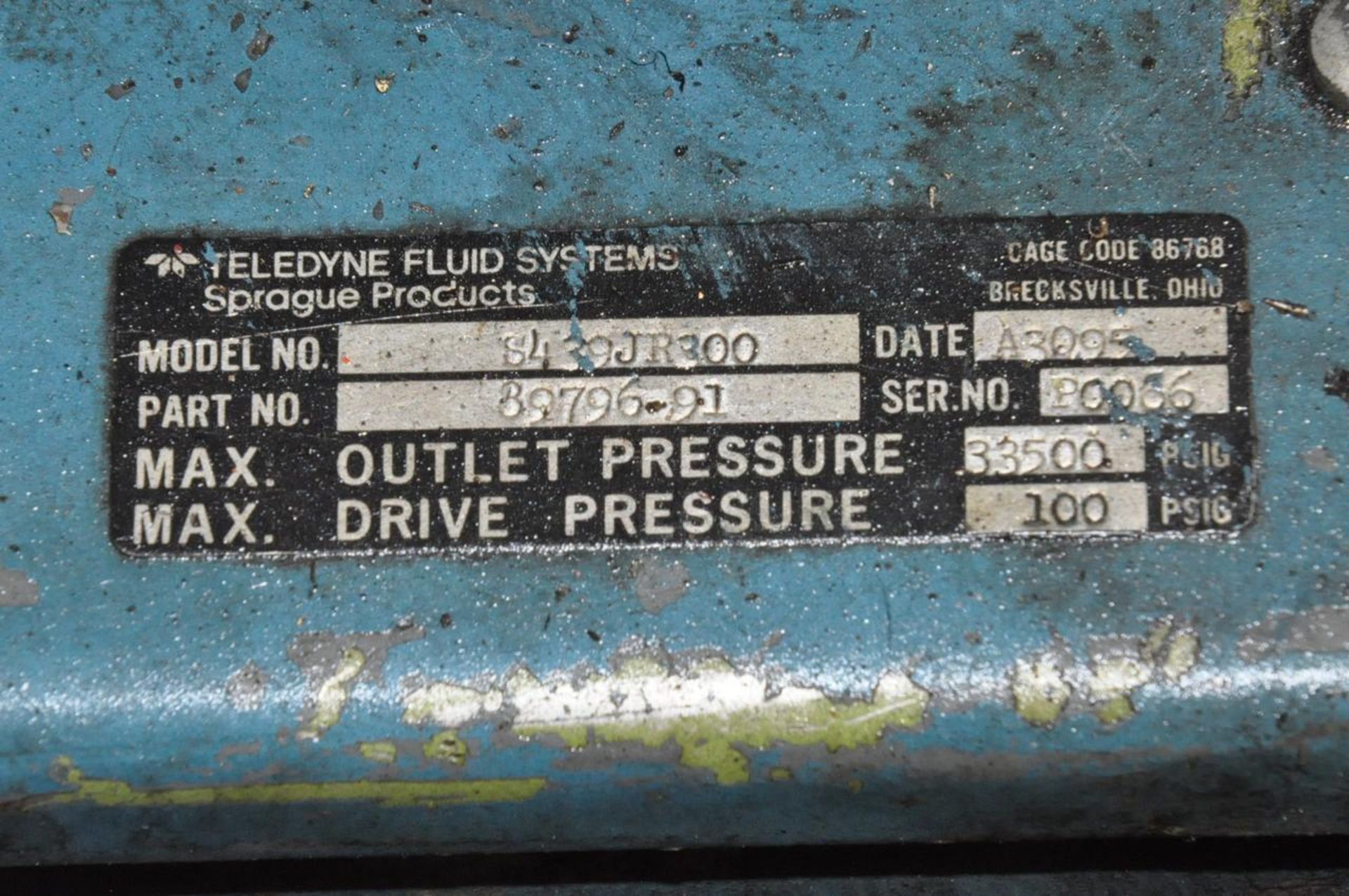 Teledyne Sprague 8439JR300 Air Driven Hydraulic Pump Unit - Image 2 of 2