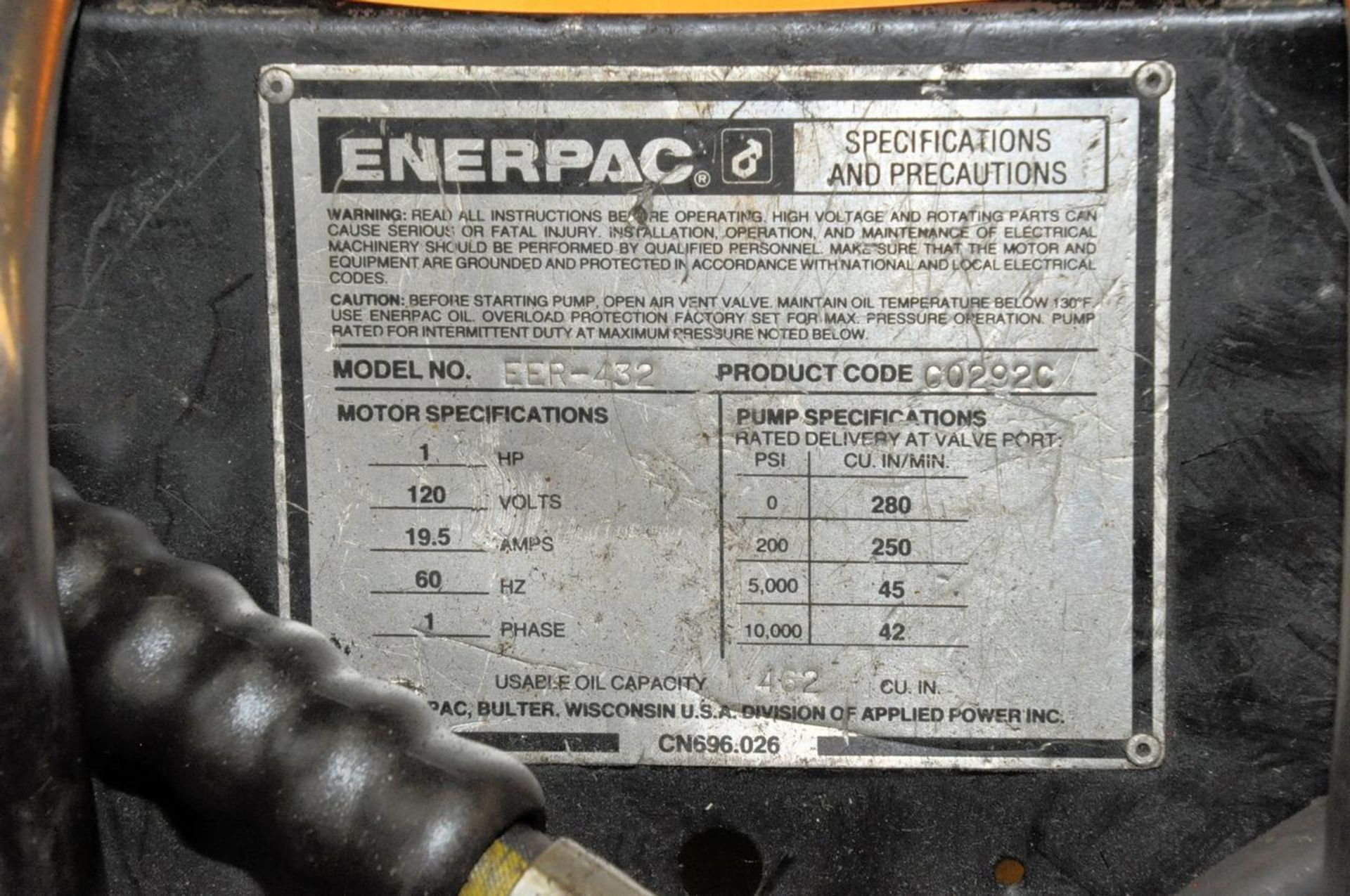Enerpac EER-432 Electric Hydraulic Pump - Image 2 of 2