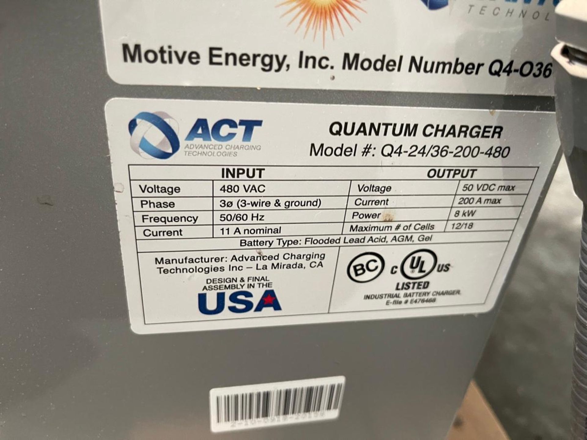 Quantum Q4-24/36-200-480 24/36 Volt Battery Charger - Image 3 of 4