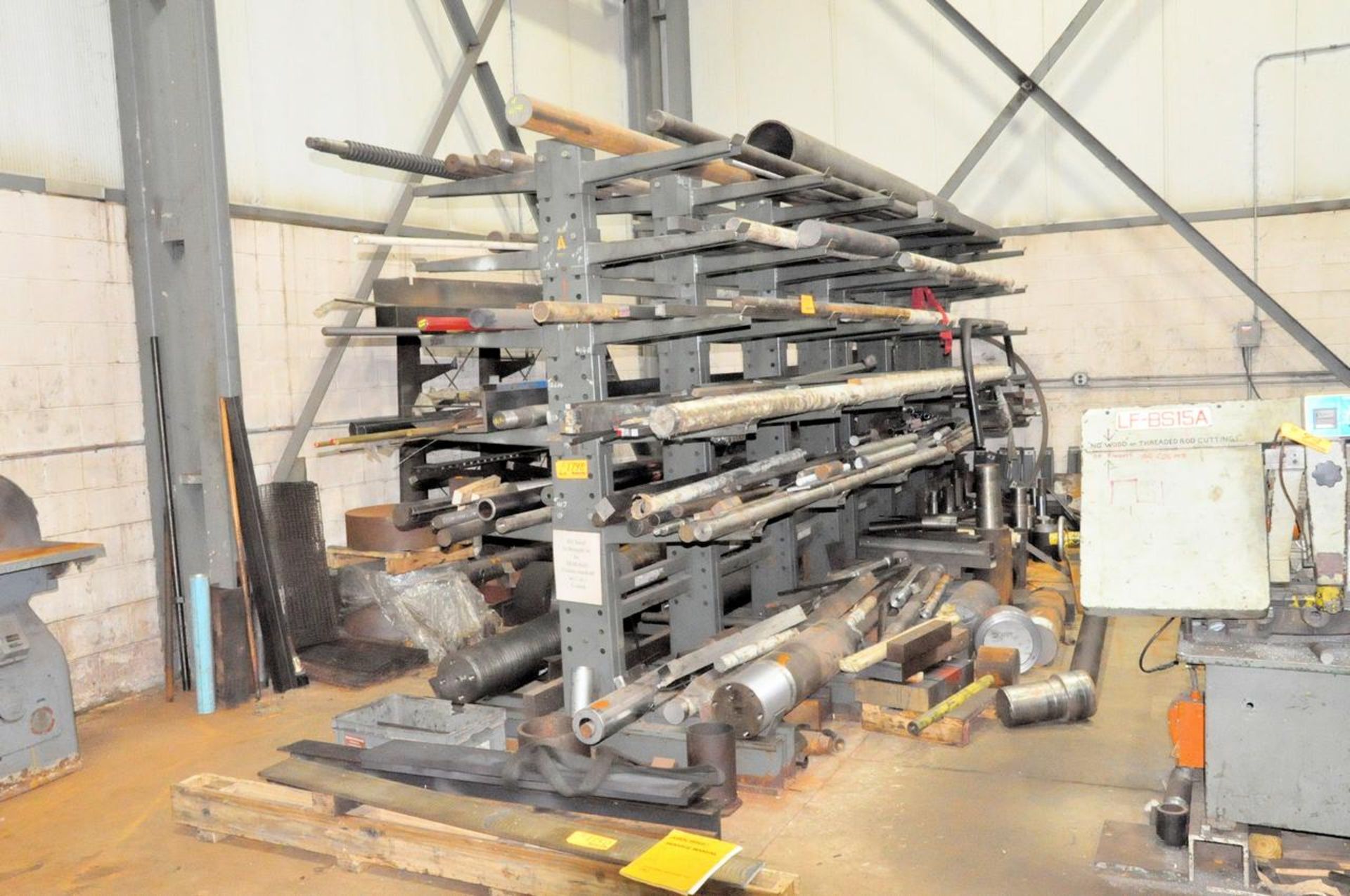 Lot of Steel Stock on (3) Cantilever Racks and on Floor
