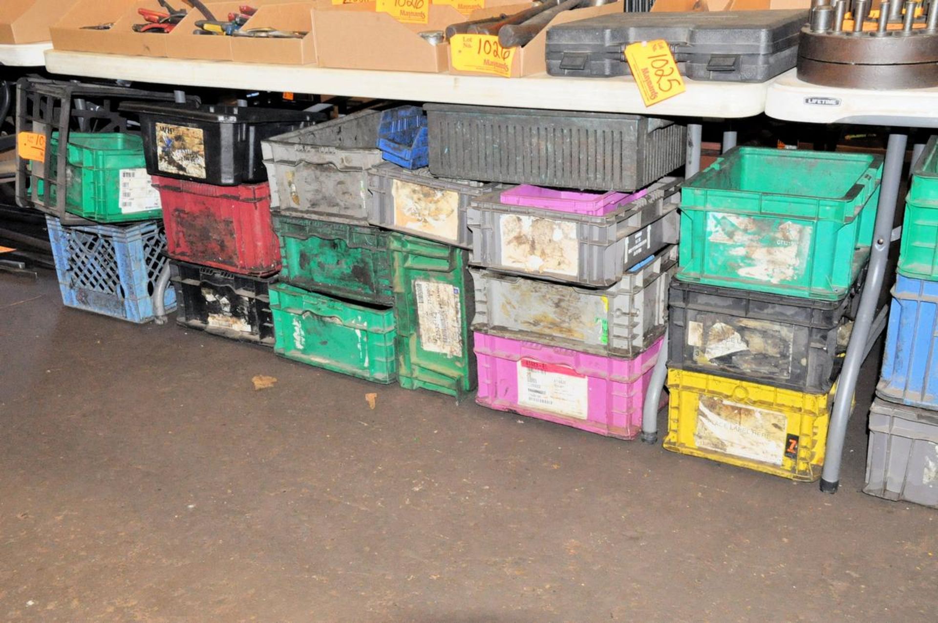 Lot of Plastic Bins and Totes Under (3) Tables - Image 4 of 5