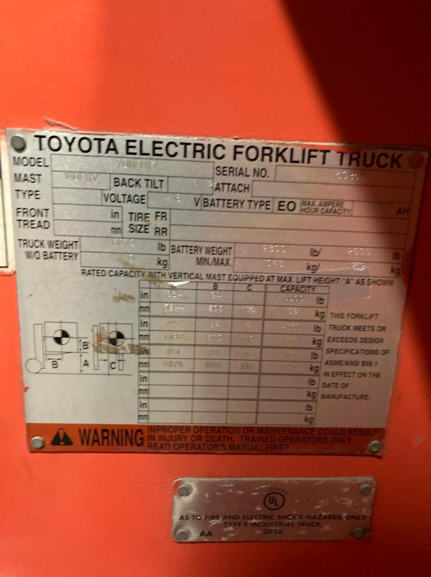 Toyota 7BNCU15 3,000-Lb Capacity Electric Forklift - Image 5 of 6