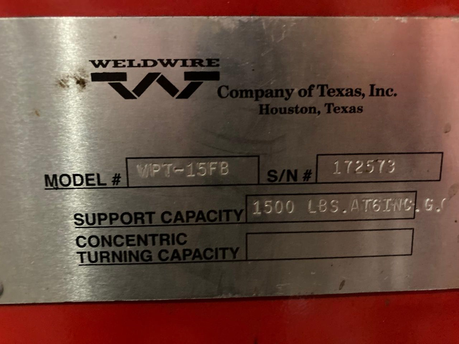 Weldwire WPT-15FB 1,500-Lb Welding Positioner - Image 4 of 4