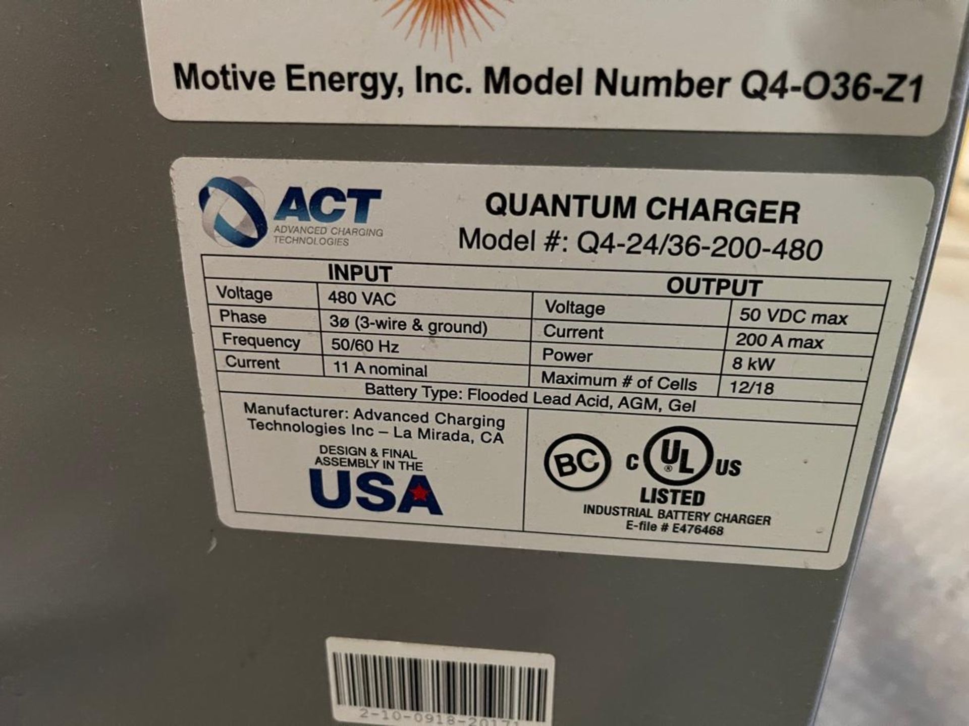 Quantum Q4-24/36-200-480 24/36 Volt Battery Charger - Image 4 of 4