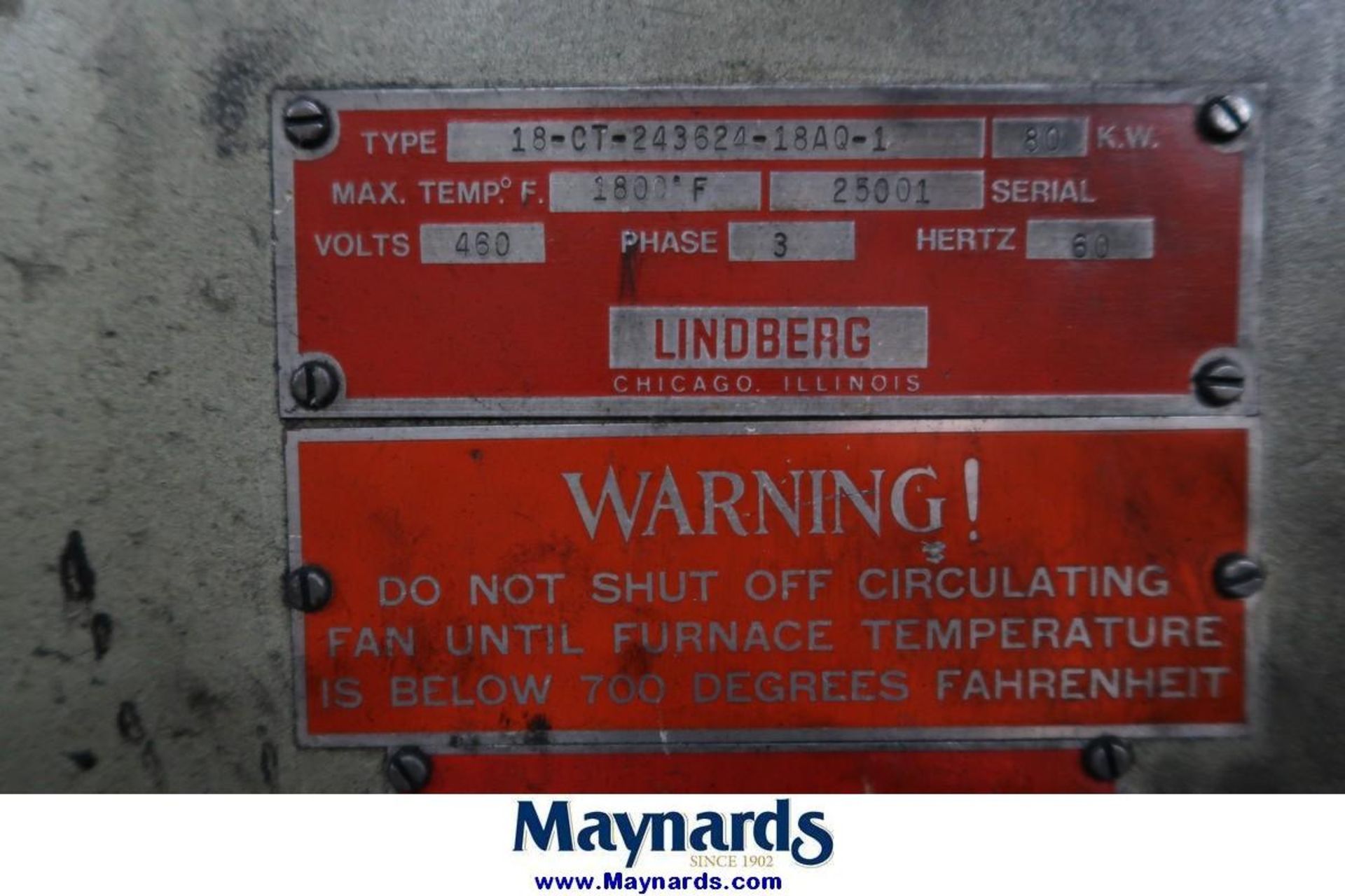 Lindberg 13-CT-243624-18AQ-1 Heat Treat Furnace - Image 5 of 9