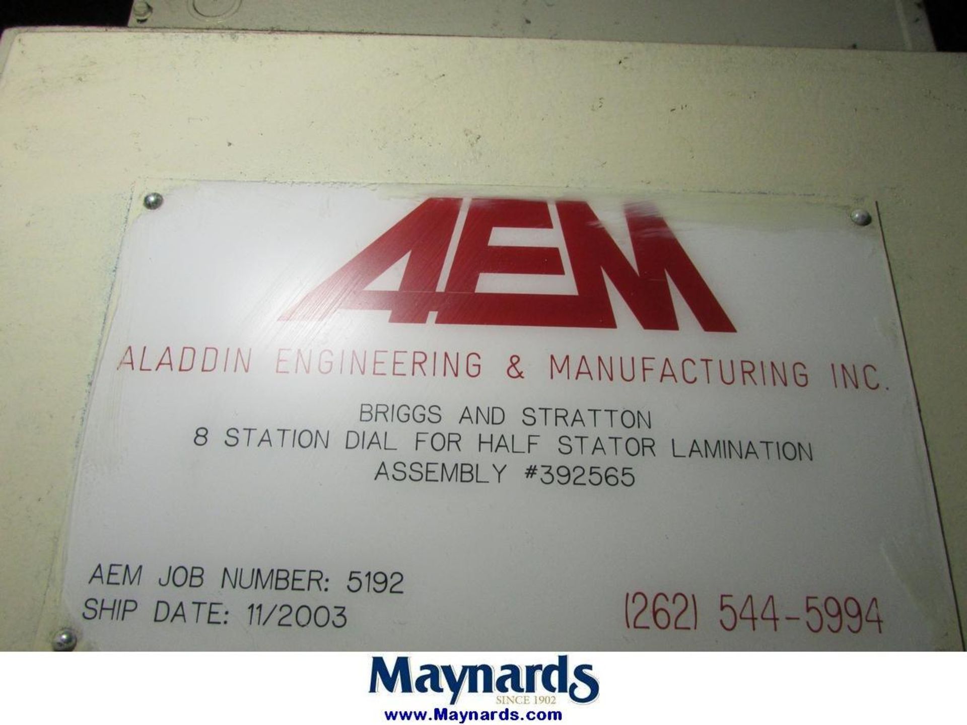 2003 Aladdin Engineering 8-Station Dial For Half Stator Lamination - Image 13 of 13