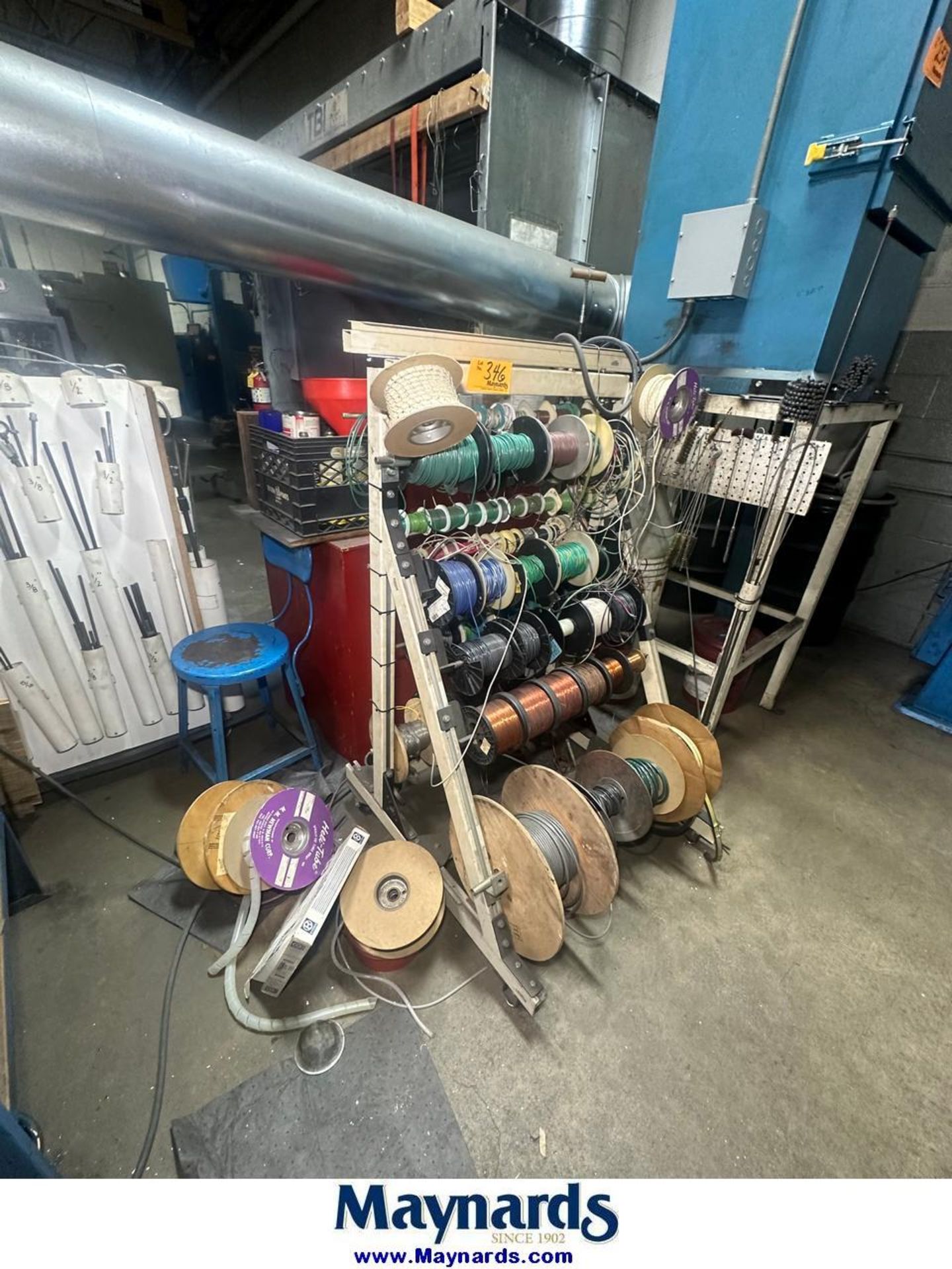Wire Spool Storage Rack with Assorted Electric Wire Spools,