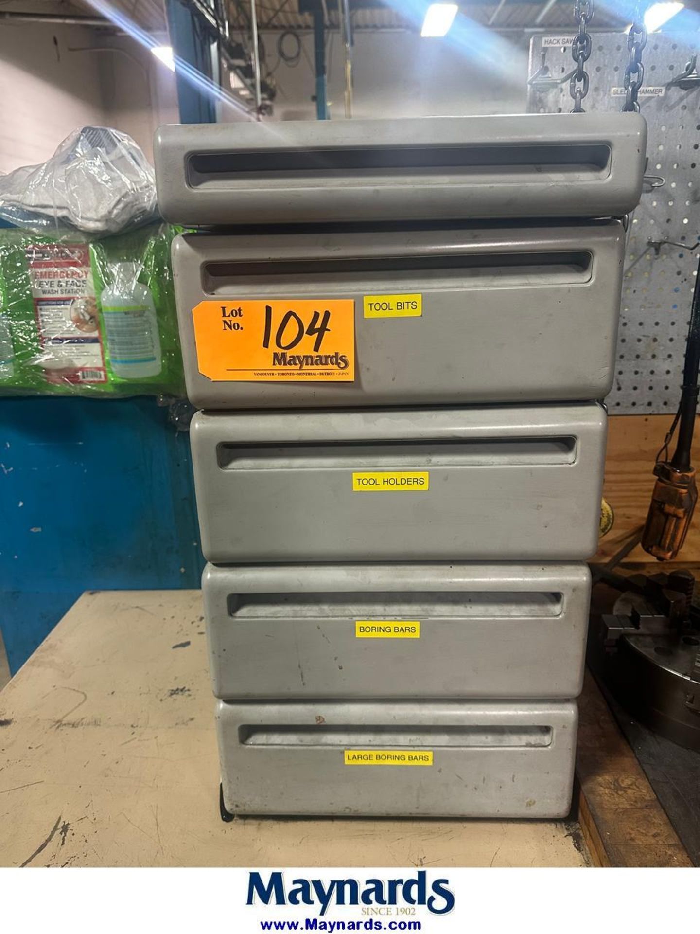 5-Drawer Cabinet with Assorted Boring and Turning Tooling