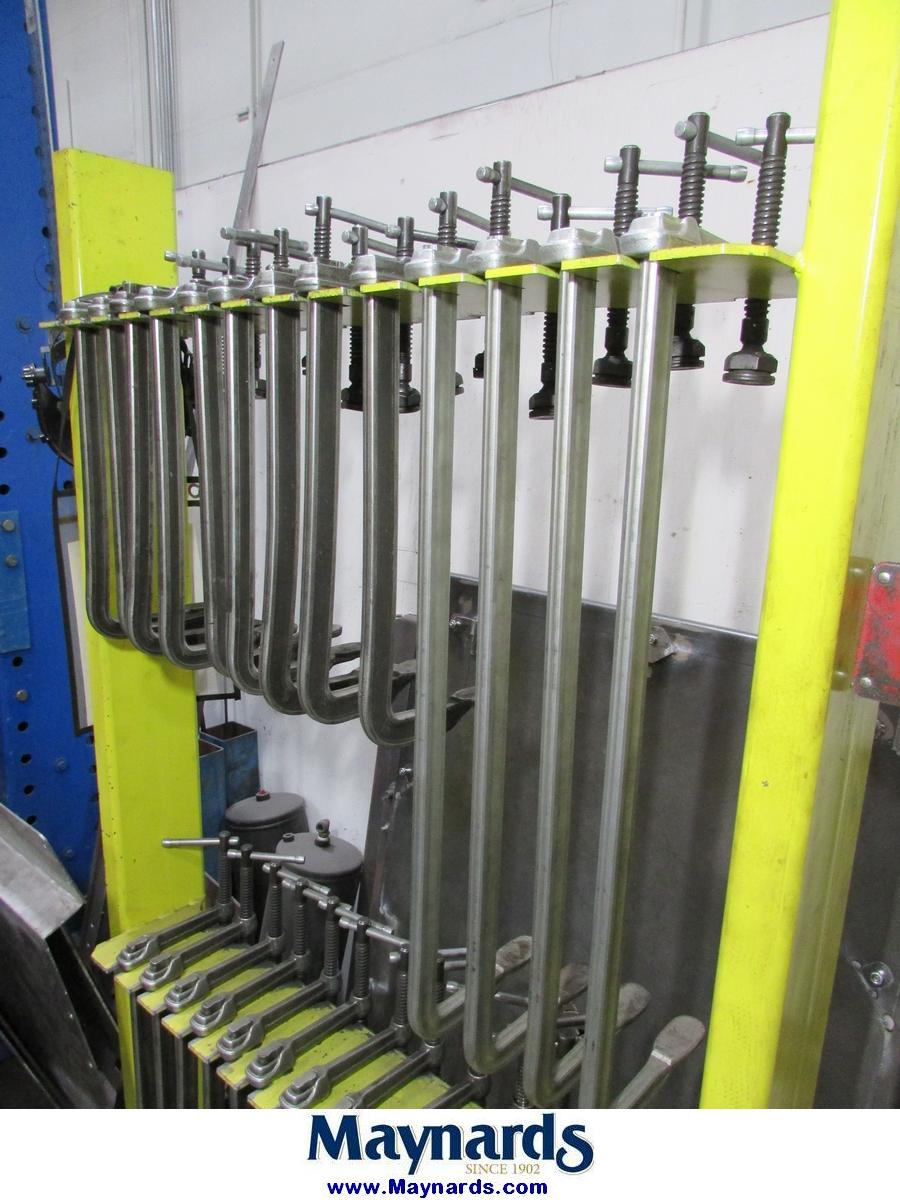 Steel Rack with Large Assortment of Bessey C-Clamps