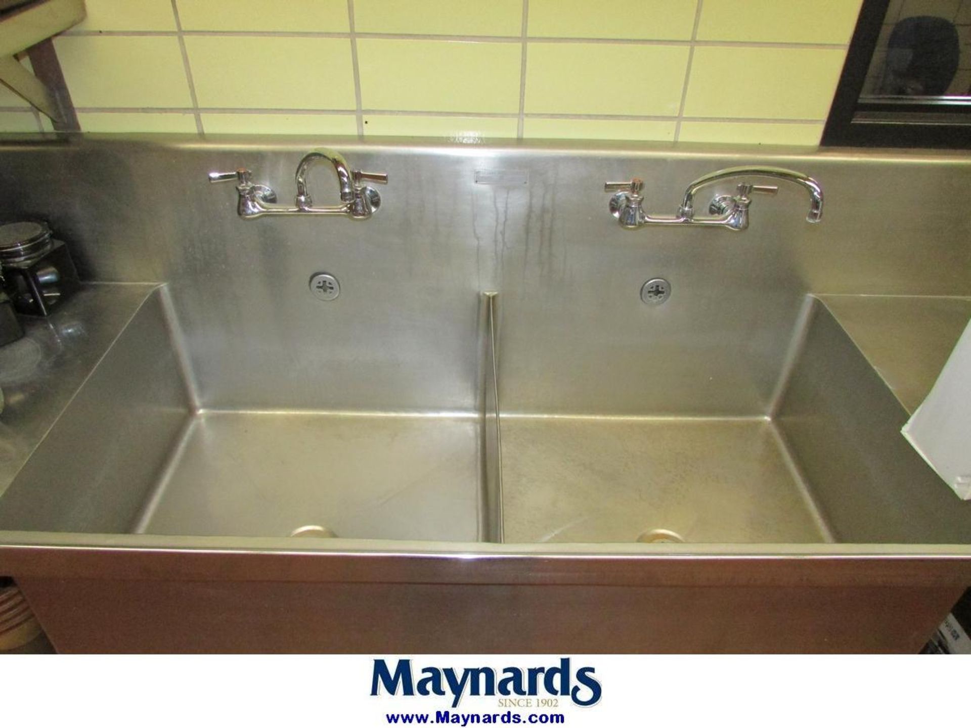 180"x28" Stainless Steel Commercial Dual Basin Kitchen Sink and Counter - Image 2 of 3