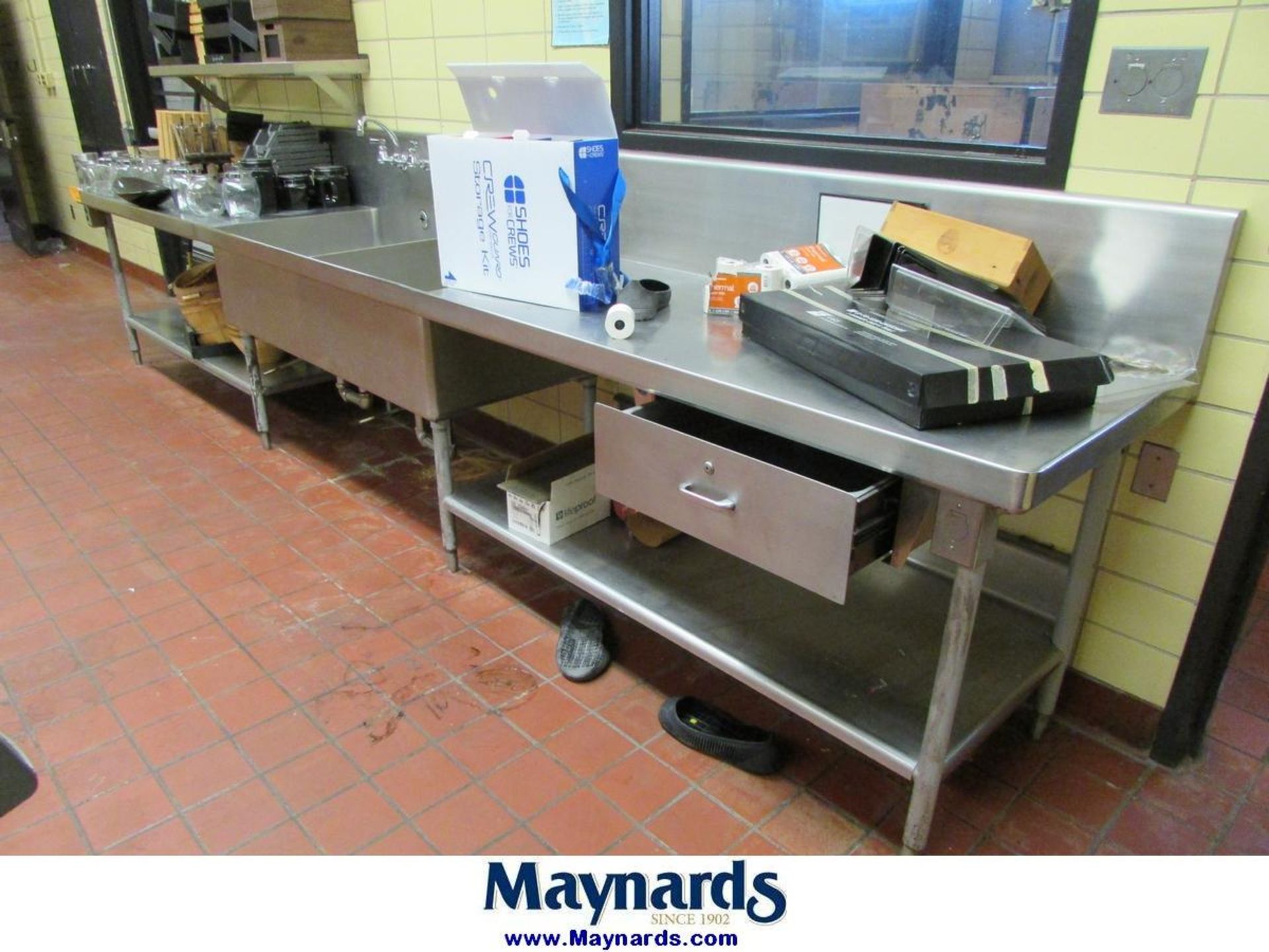 180"x28" Stainless Steel Commercial Dual Basin Kitchen Sink and Counter - Image 3 of 3