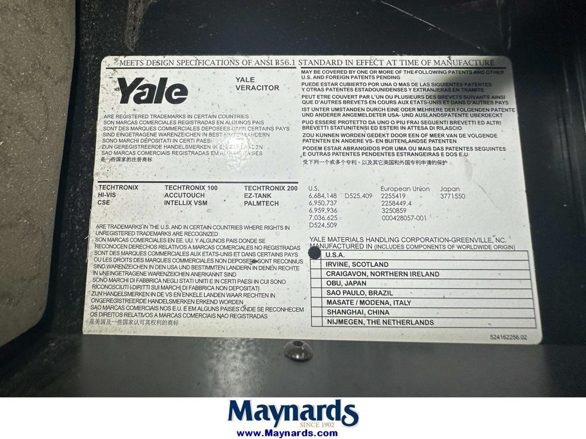 2008 Yale 2,850 Lb. Cap. 3-Wheel Electric Forklift (Late Delivery) - Image 15 of 19
