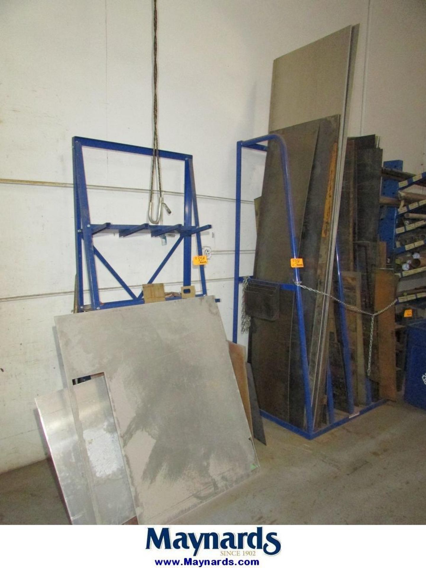 (3) Vertical Material Storage Racks with Assorted Sheet/Plate Stock