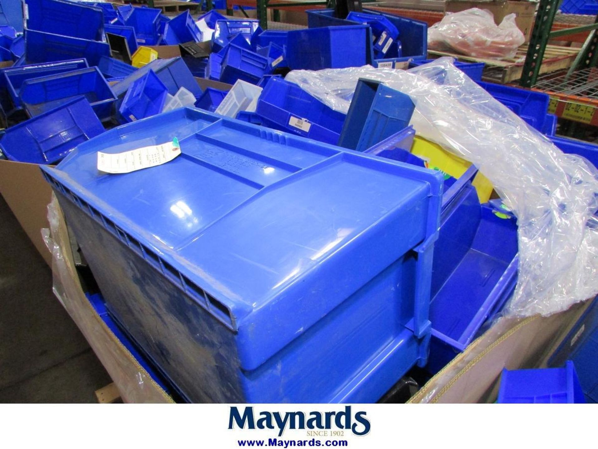 Gaylord and Plastic Folding Tote of Assorted Plastic Stackable Storage Bins - Image 2 of 3