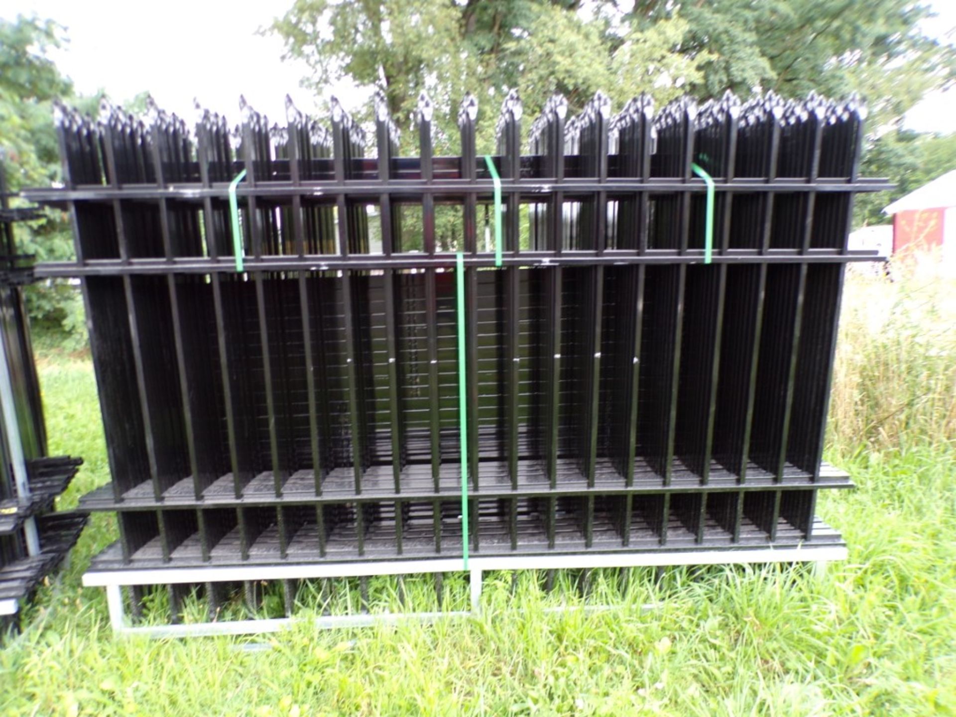 (22) 9' Sections of Black Metal Fence With Hardware and Connectors