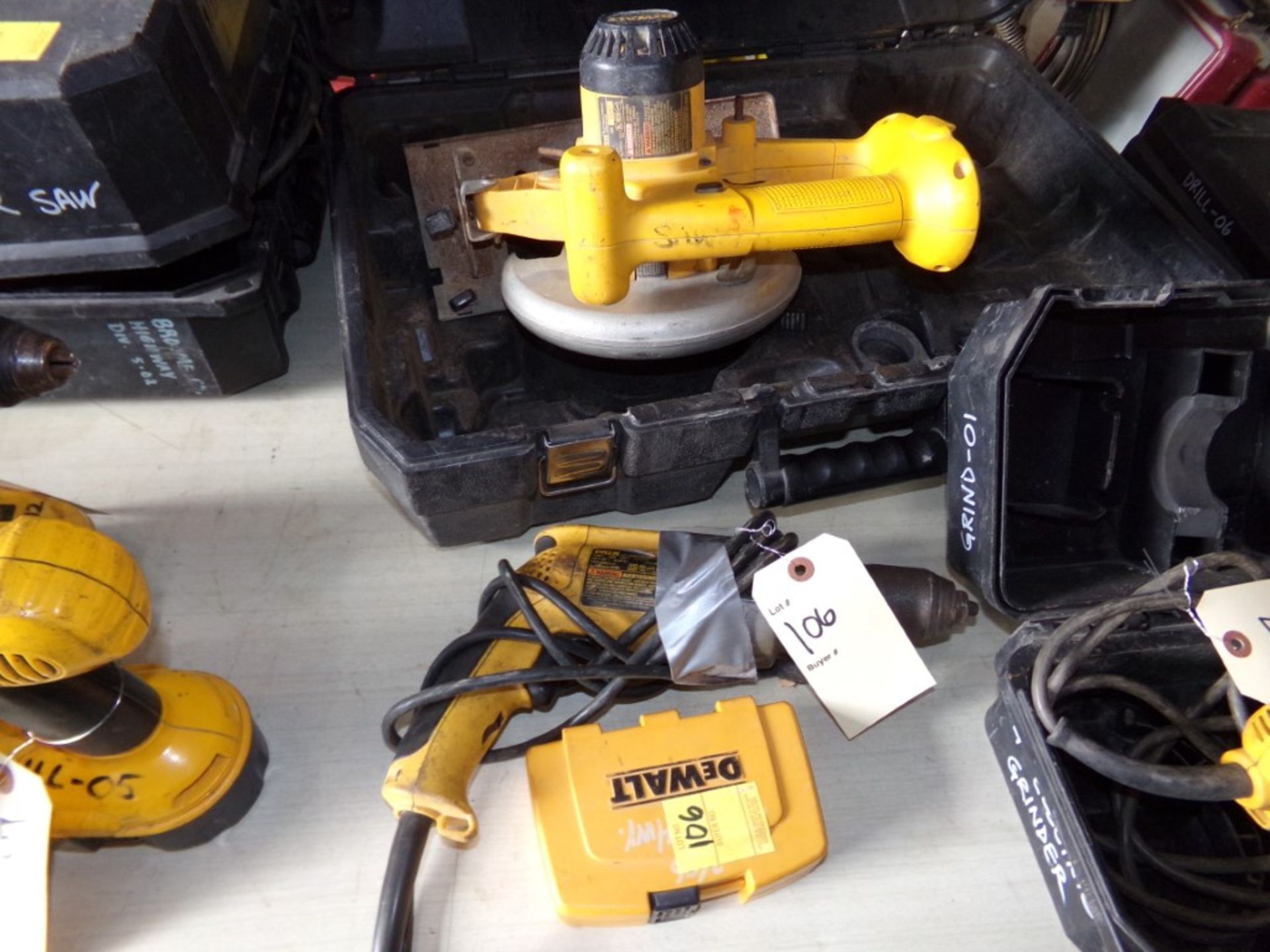 Cordless DeWalt Circular Saw, Corded Drill and Small Bit Set