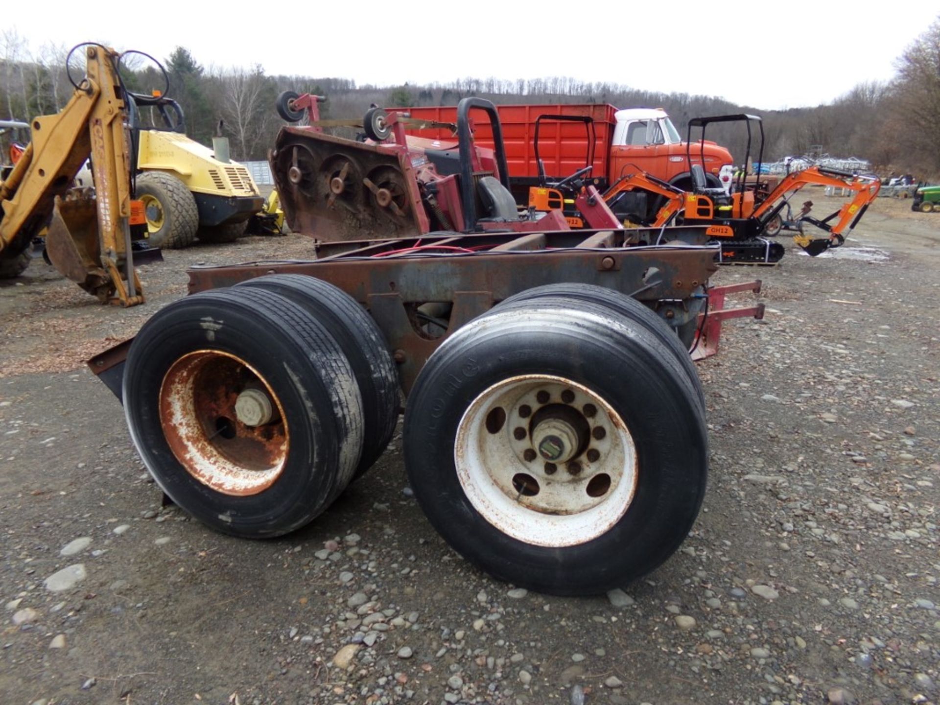 Tandem Axle Truck or Trailer Frame Sctio wih (7) 295/75R27.5 Tires on Rims,''Strick Corp'', Vin #