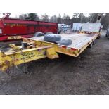 1998 Dynaweld 25' Yellow Tandem Axle Equipment Trailer with Folding Attached Ramps, Spare Tire, 20