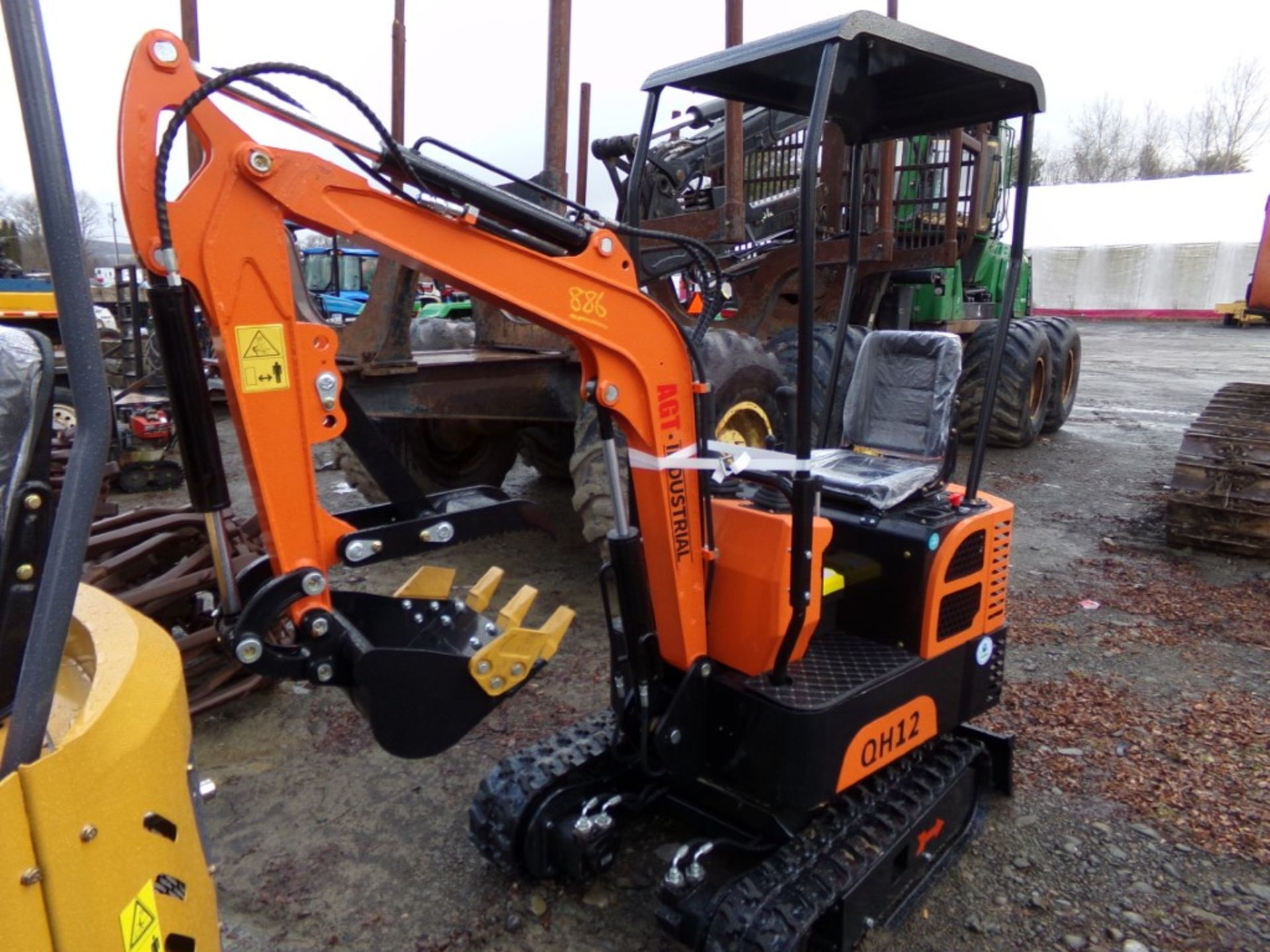 New AGT Industrial QH12 Mini Excavator with Grader Blade, Stationary Thumb, Briggs Gas Engine,