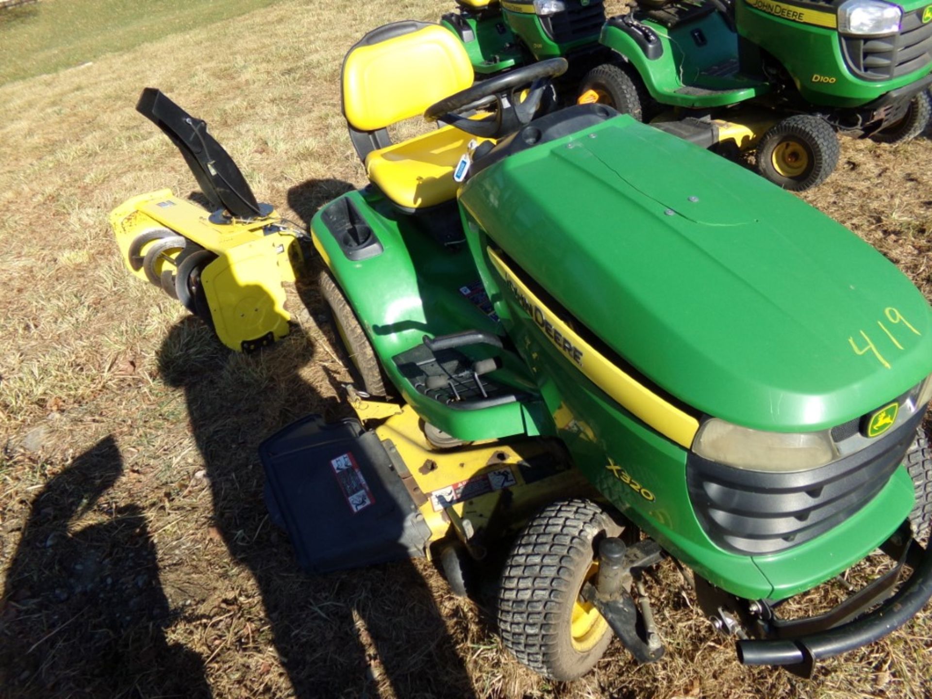 John Deere X320 Riding Mower, Approx. 50'' Deck and 44'' Snow Blower, Hydrostatic, 858 Hrs, Ser # - Image 2 of 3
