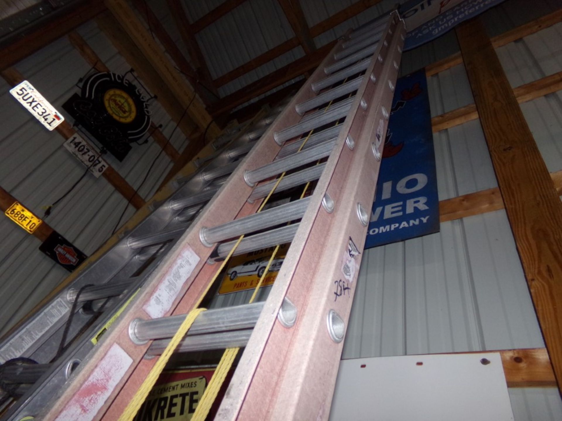 Red 28' Fiberglass Extension Ladder