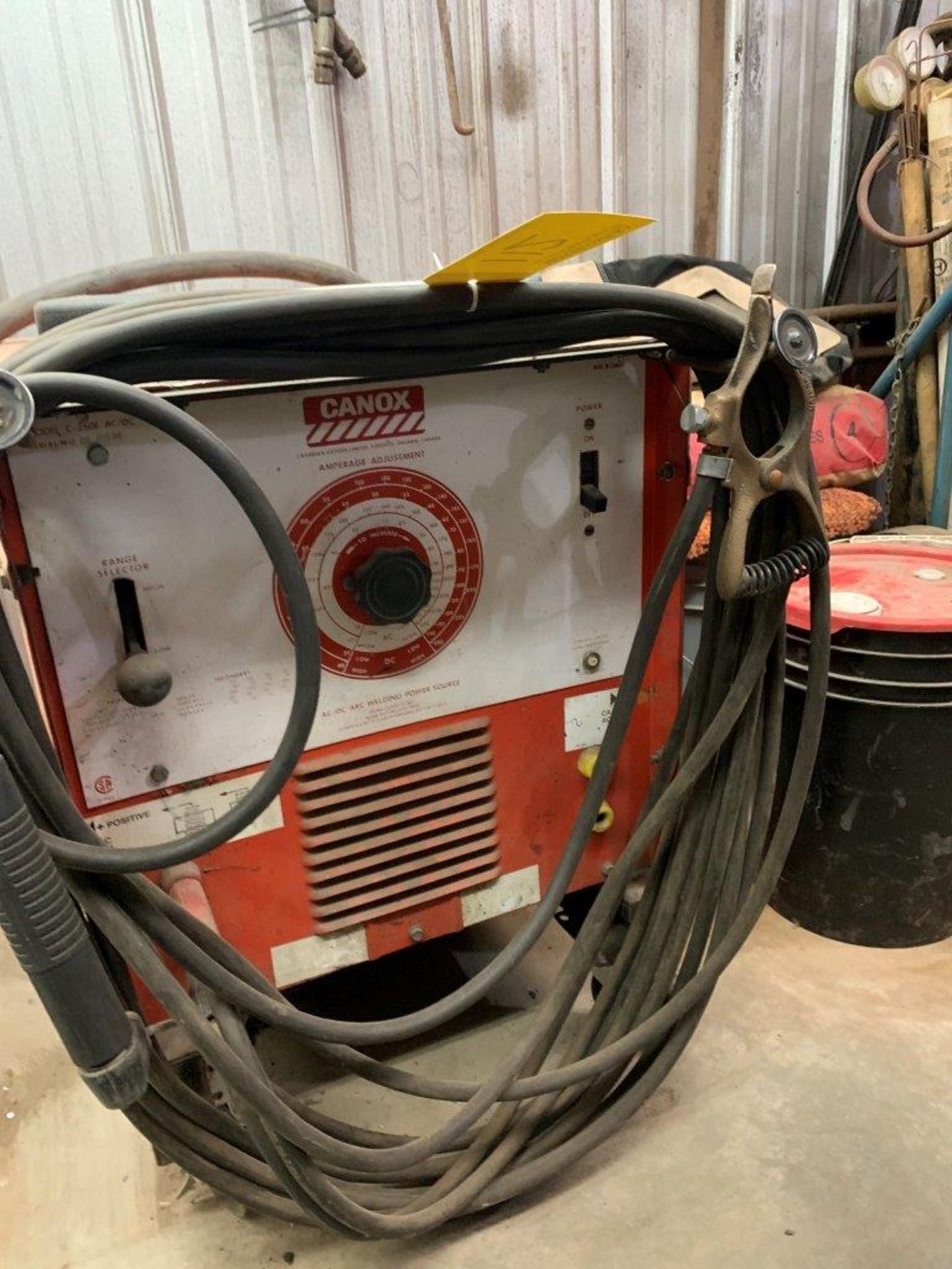 CANOX C250E AC DC ARC WELDING SOURCE 220V W/ CABLES, WHEEL KIT, 6011 ELECTRODES, S/N 93595 - Image 3 of 4
