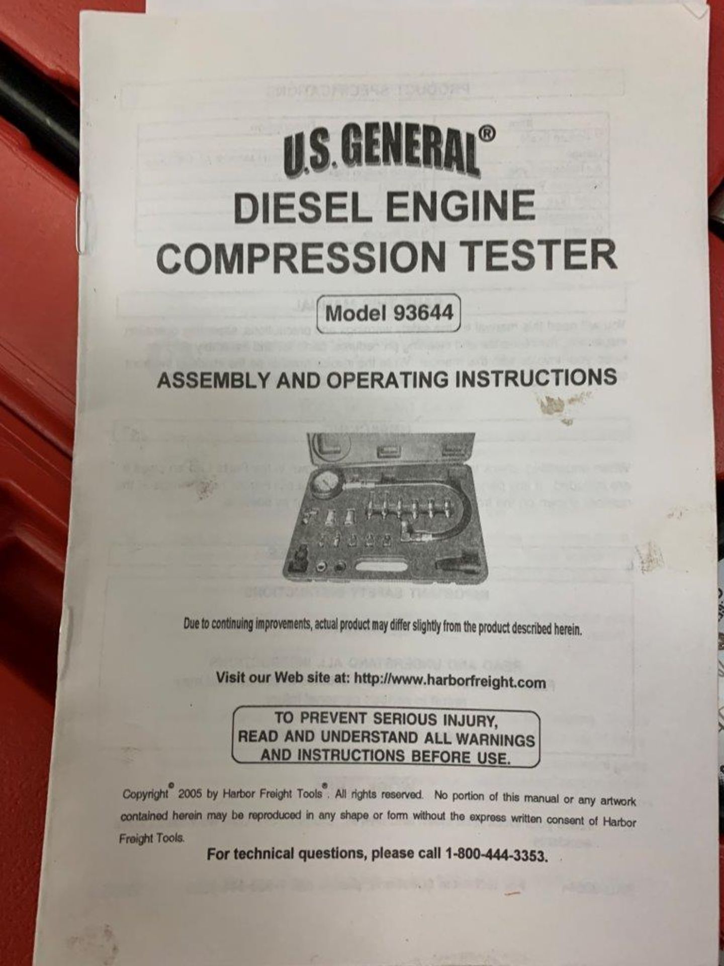 US GENERAL DIESEL ENGINEER COMPRESSION TESTER MOD. 93644 - Image 5 of 6