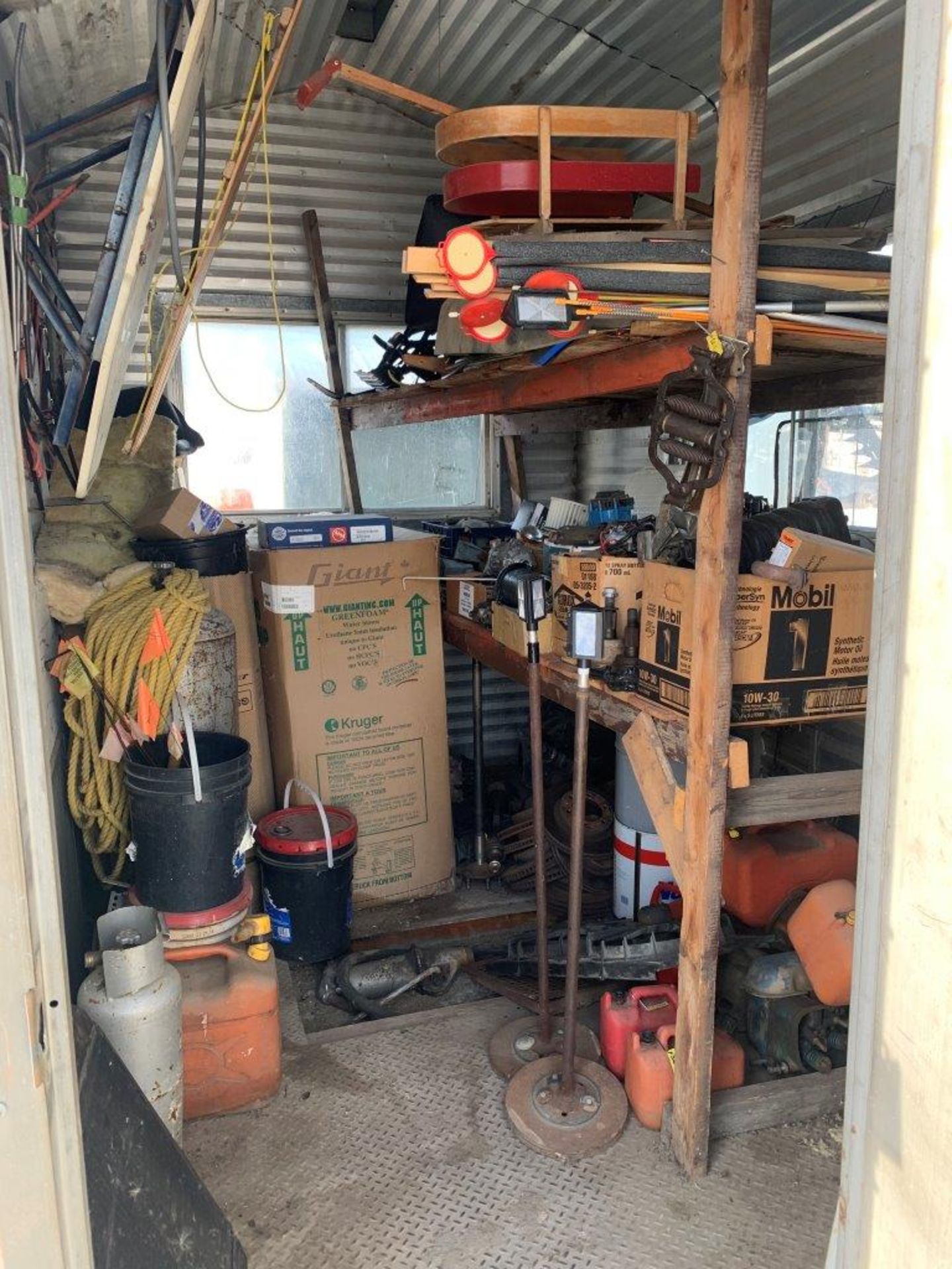 L/O AUTO PARTS, BASKET BALL HOOP, AND SLED (CONTENTS OF THE SHED), ETC.