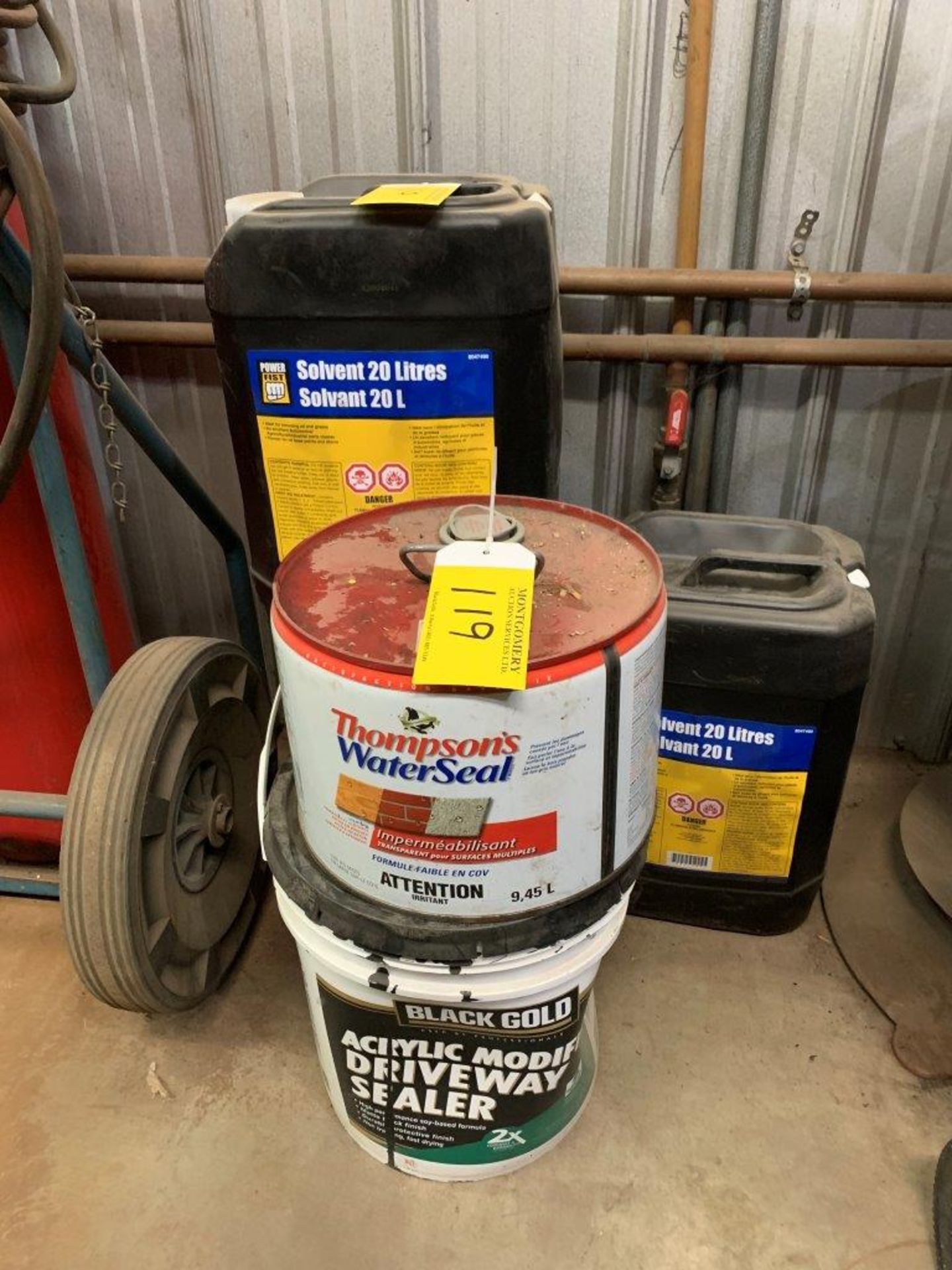POWER FIST SOLVENT, PARTS CLEANING SOLVENT, THOMPSONS WATER SEAL, DRIVEWAY SEALANT, ETC.
