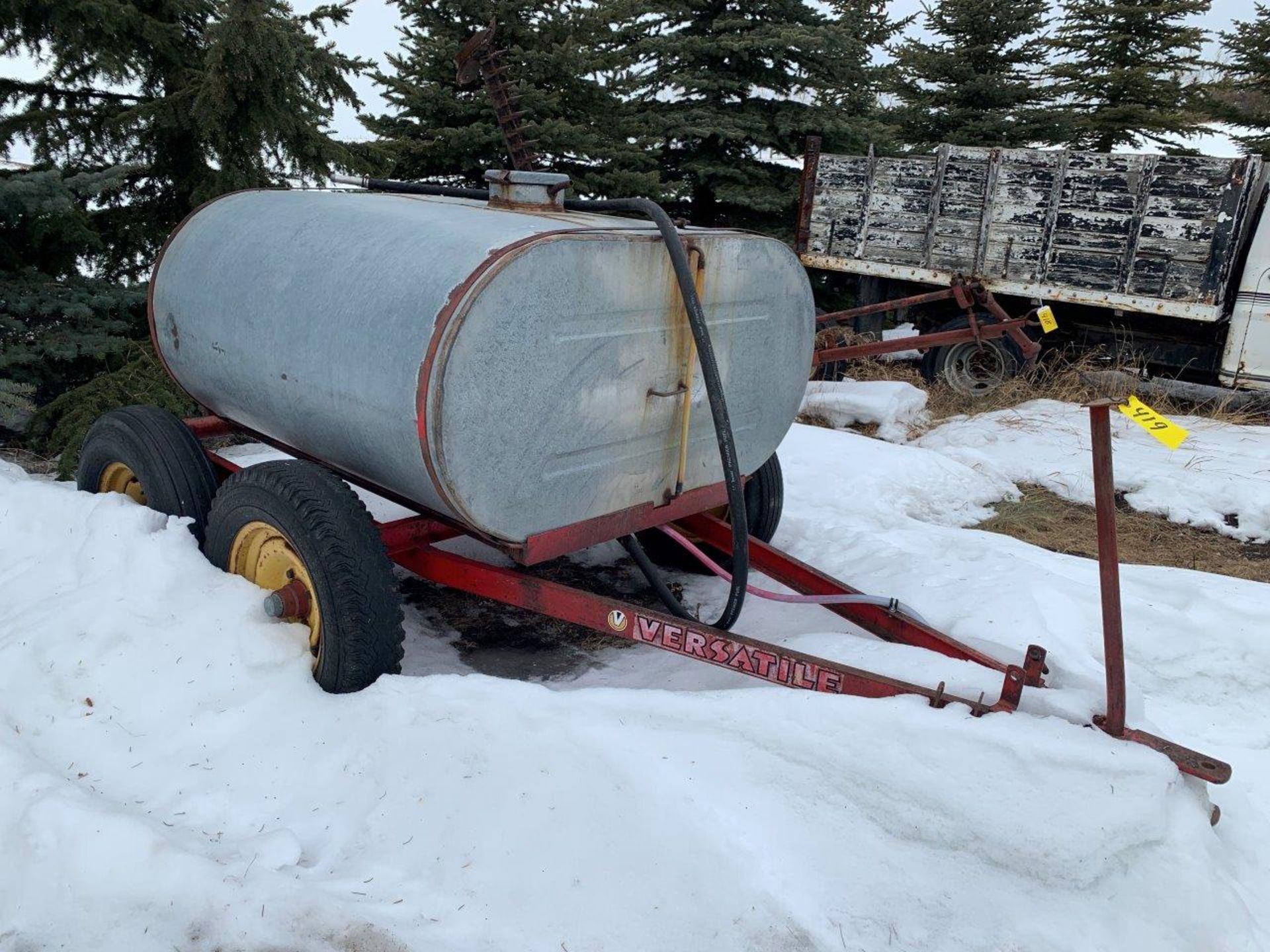 VERSATILE GALVANIZED WATER TANK ON T/A WAGON, MODIFIED FROM SPRAYER