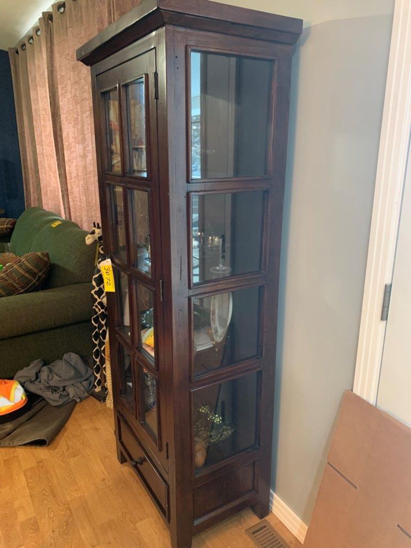 WOODEN GLASS DOOR CURIO CABINET - WALNUT - 26" W X 71" H X 16" D - Image 2 of 3