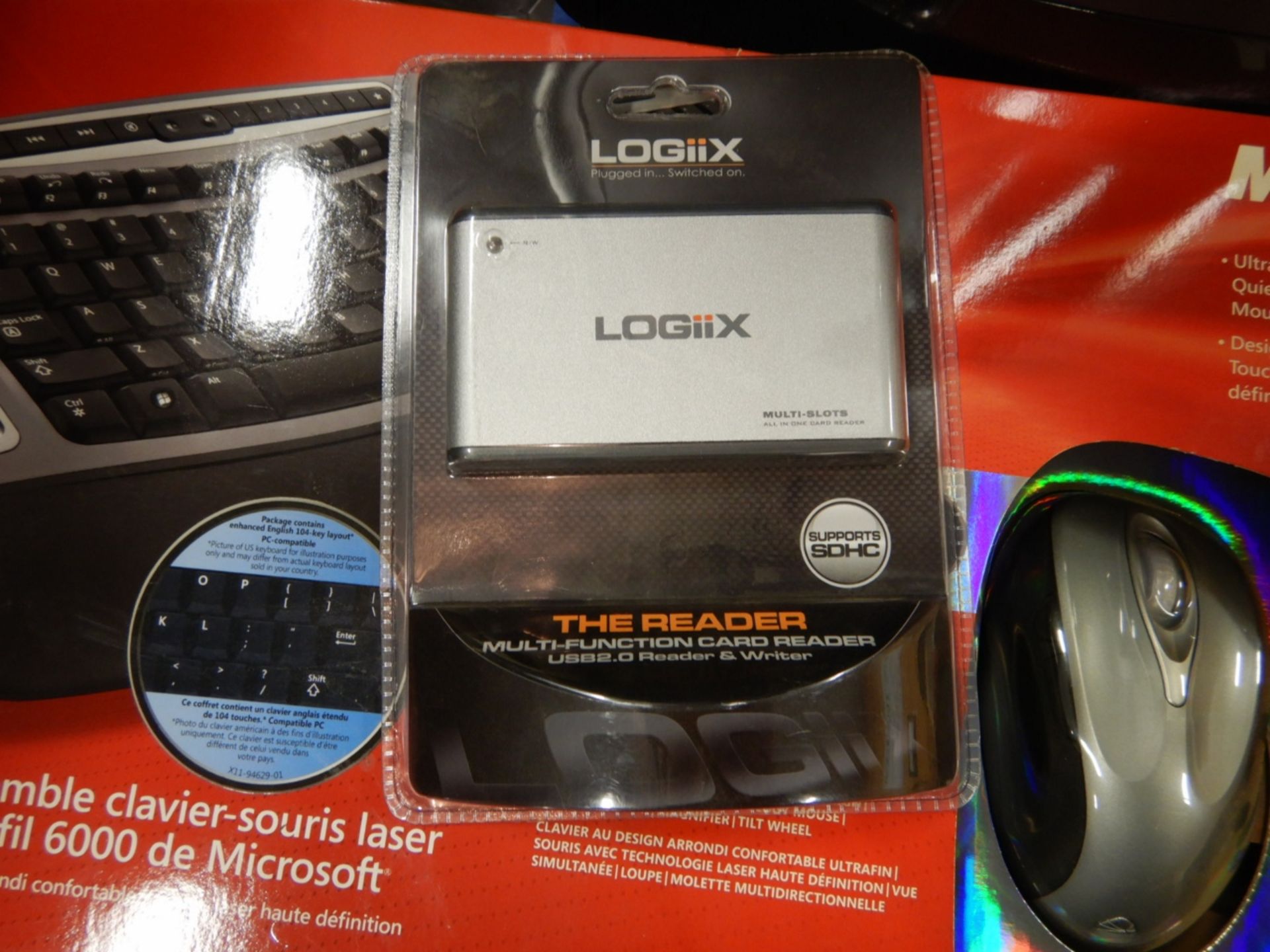 MICROSOFT ULTRA THIN CURVED KEYBOARD AND MOUSE (NEW IN BOX), LOGIIX MULTI-FUNCTION CARD READER, - Image 4 of 6