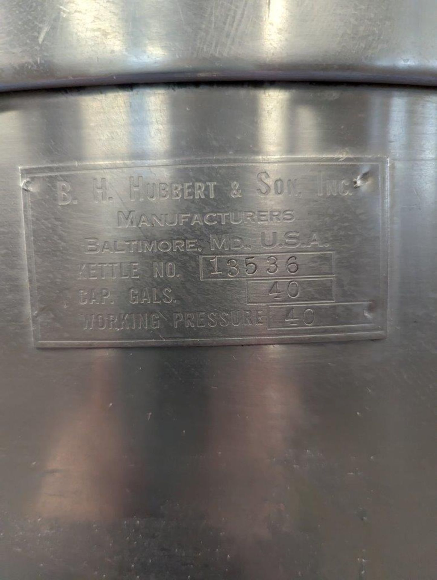 BH HUBERT SONS 40 GAL JACKETED KETTLE - Image 9 of 11