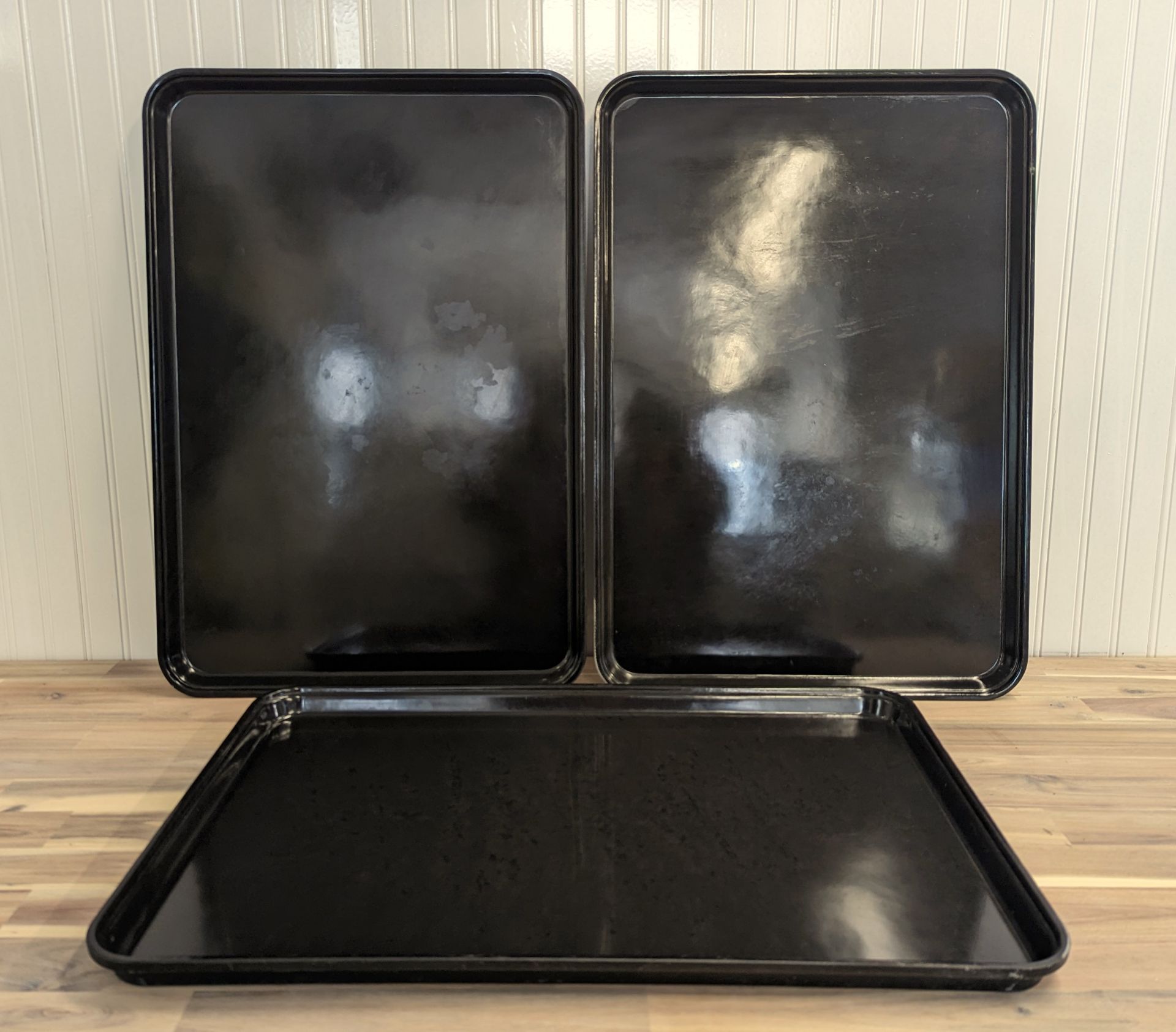 25.5" X 17.75" BLACK FIBERGLASS MARKET TRAYS, OMCAN 37956 - LOT OF 3