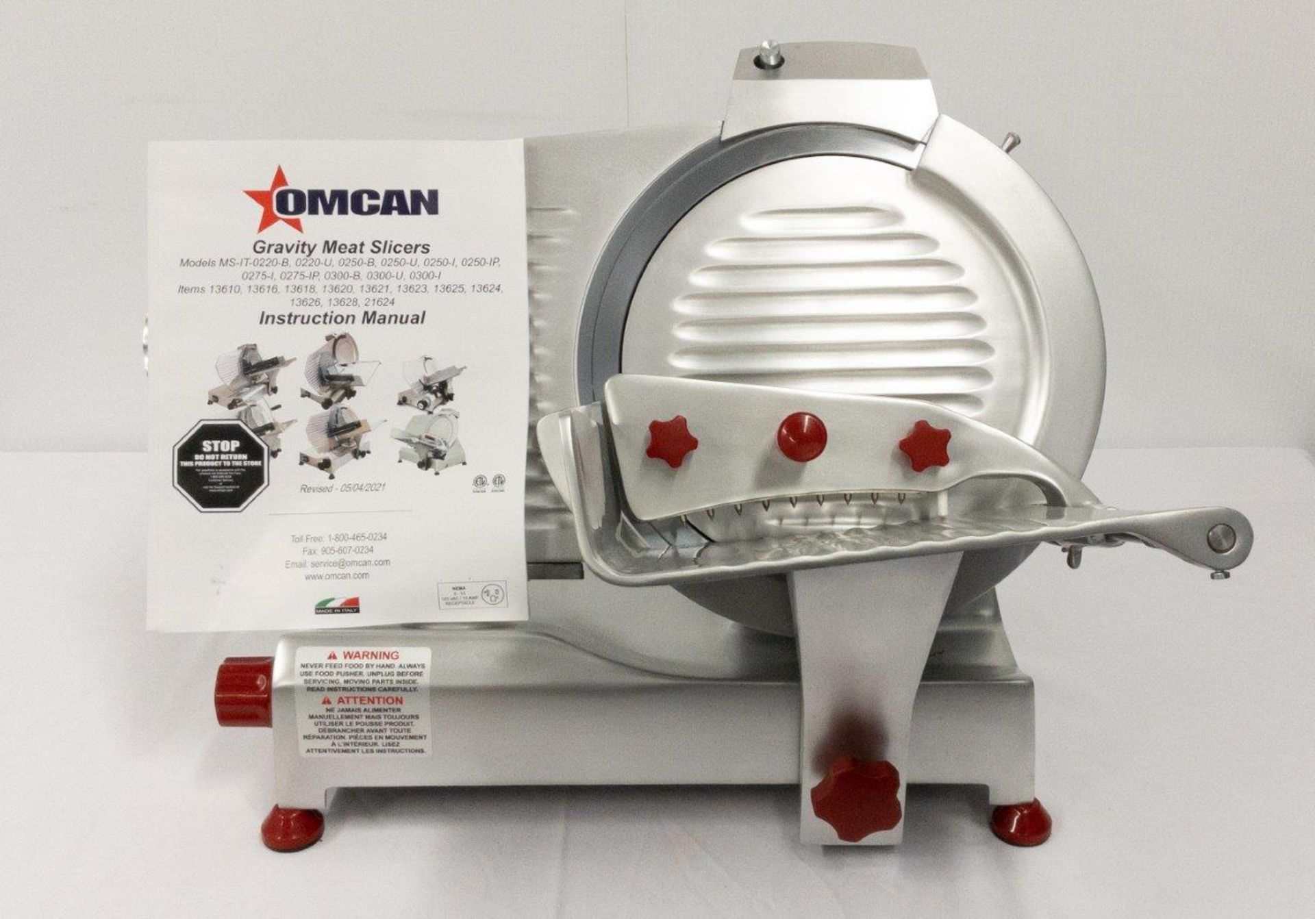 12" GRAVITY MEAT SLICER - MADE IN ITALY, OMCAN F300R M4S