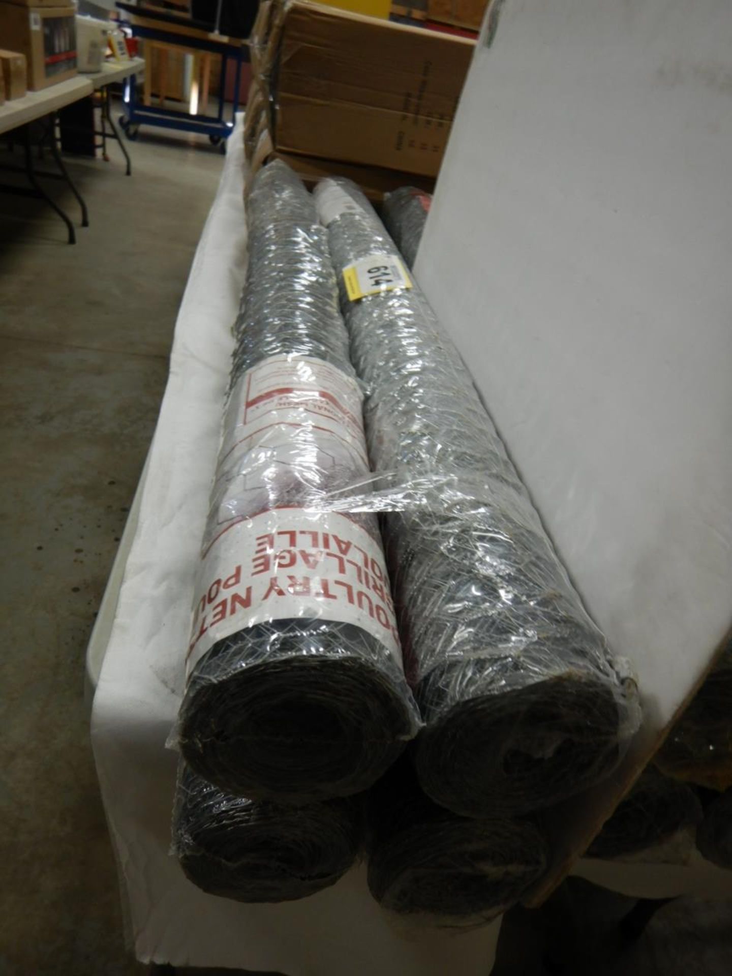4-ROLLS OF FCL 24" METAL POULTRY NETTING 1"X22GA.X48"X50FT (SOME ROLLS HAVE WATER DAMAGE)