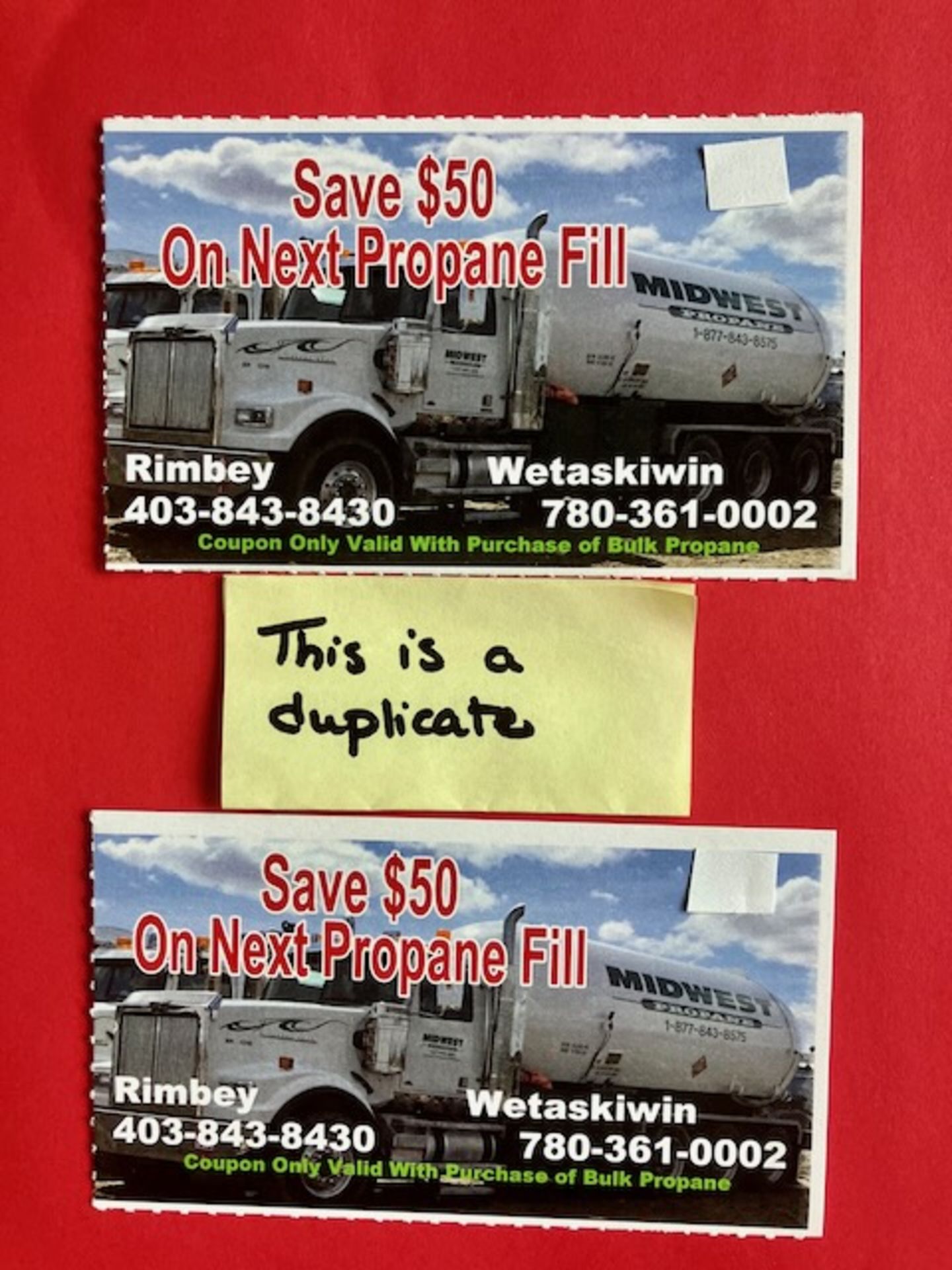2 - $50.00 MIDWEST PROPANE GIFT CERTIFICATES (#60 & 61)