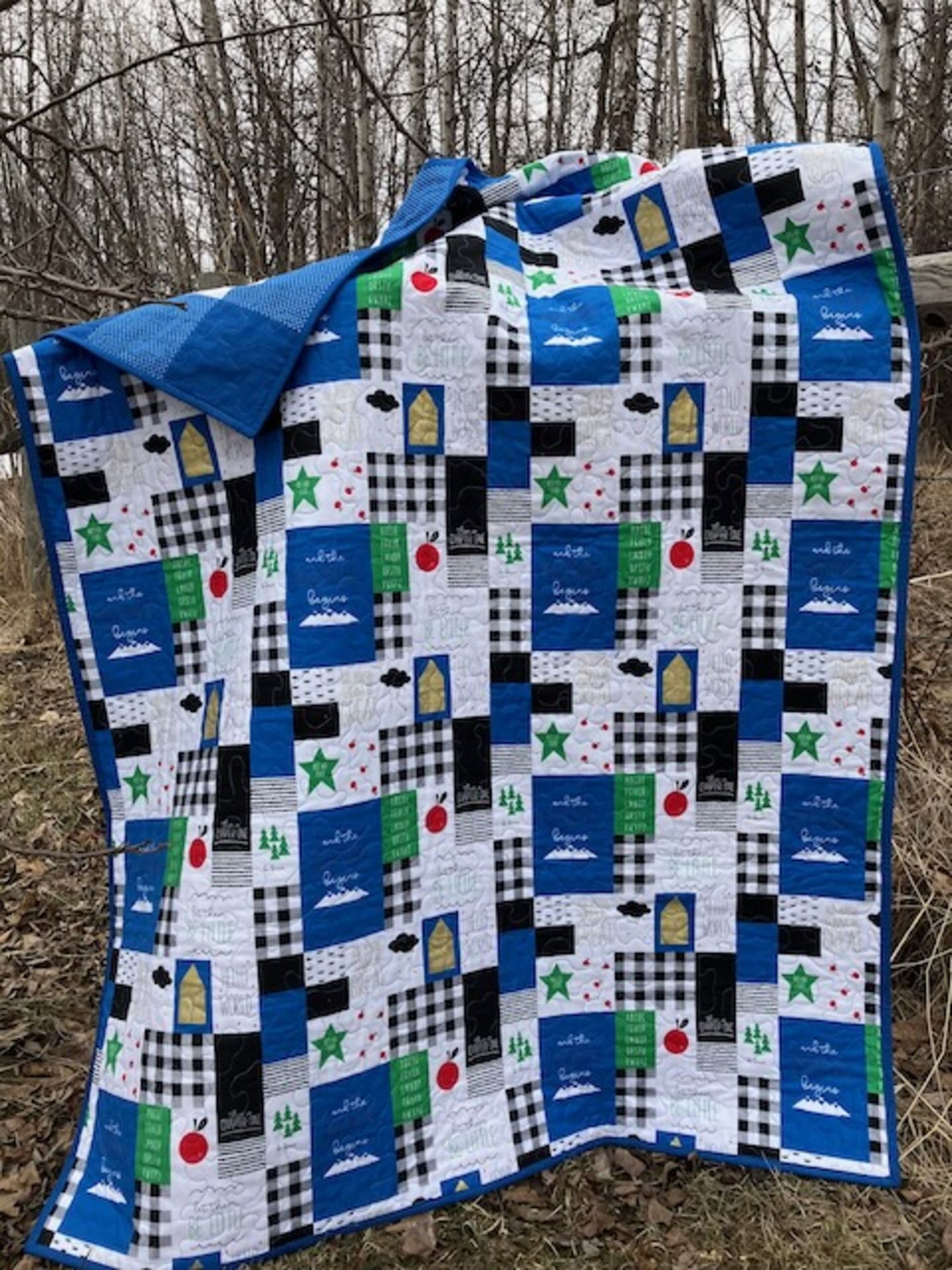 HOMEMADE GINGHAM QUILT (40 1/2" x 58 1/2") - Image 3 of 4