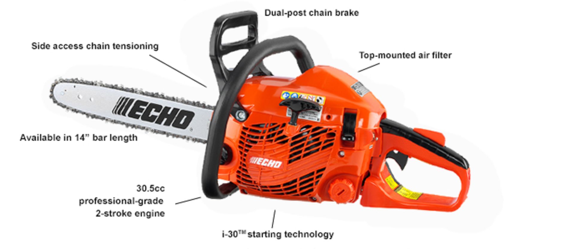 ECHO 30.5 cc GAS POWERED CHAINSAW. - Image 2 of 3