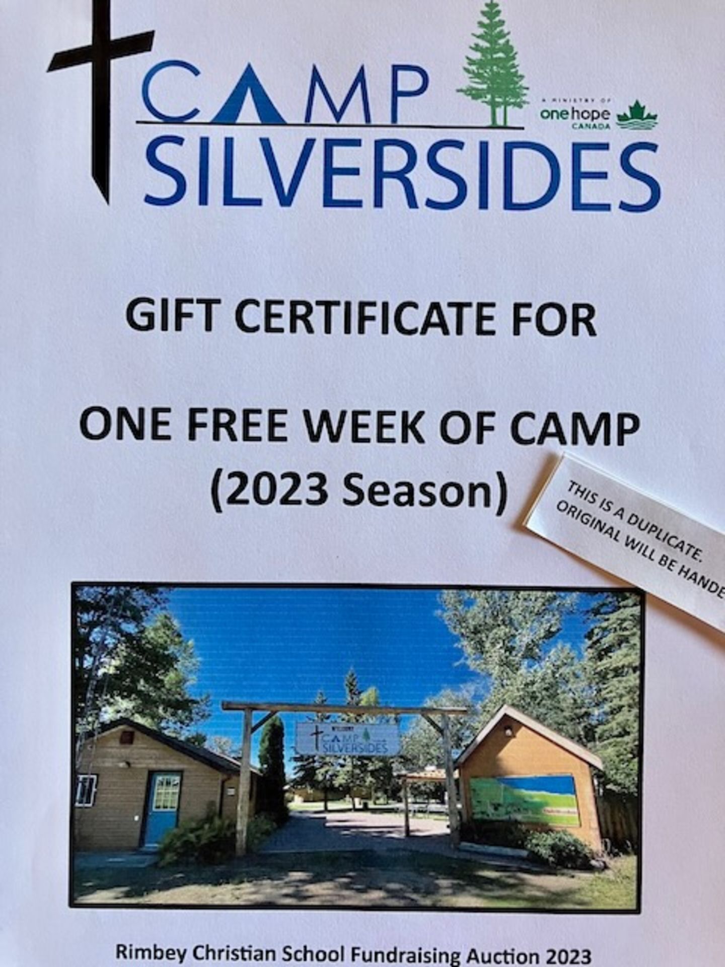 CAMP SILVERSIDES GIFT CERTIFICATE: 1 FREE WEEK OF CAMP - Image 2 of 2