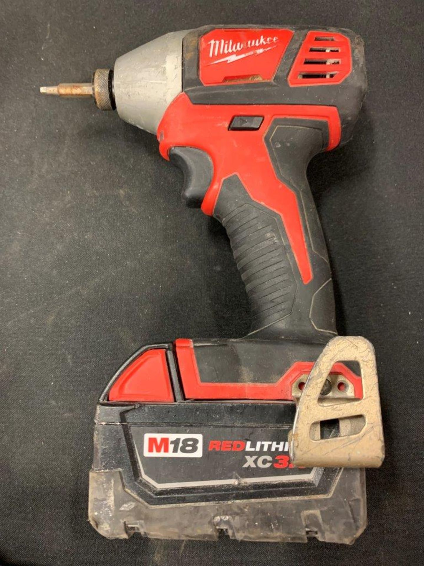MILWAUKEE CORDLESS ANGLE GRINDER, DRILL, IMPACT DRIVER, FLASHLIGHT, ASSORTED BATTERIES - A58 - Image 7 of 14