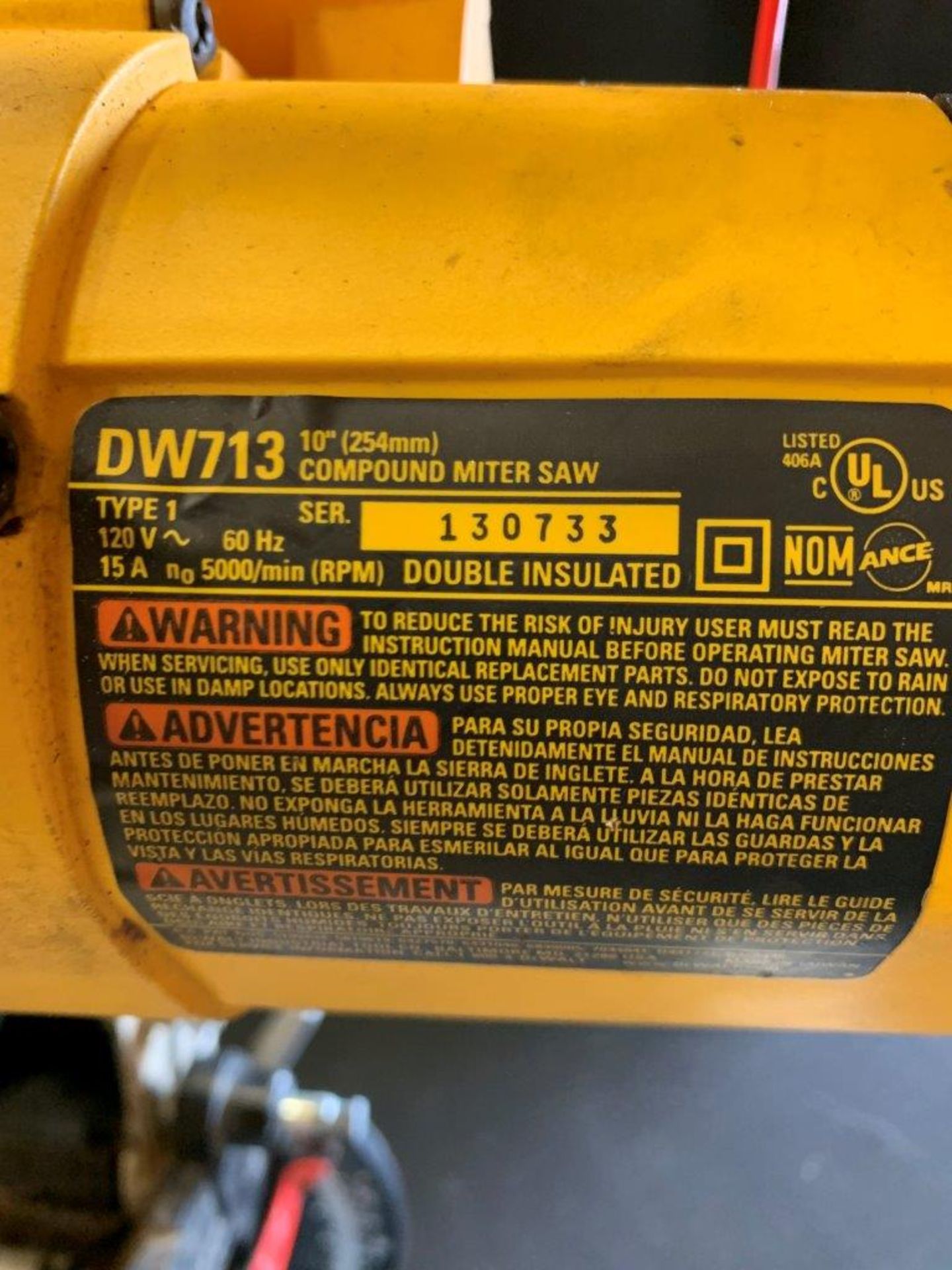 DEWALT 10" MITRE SAW (NEEDS REPAIR) - A72 - Image 8 of 8