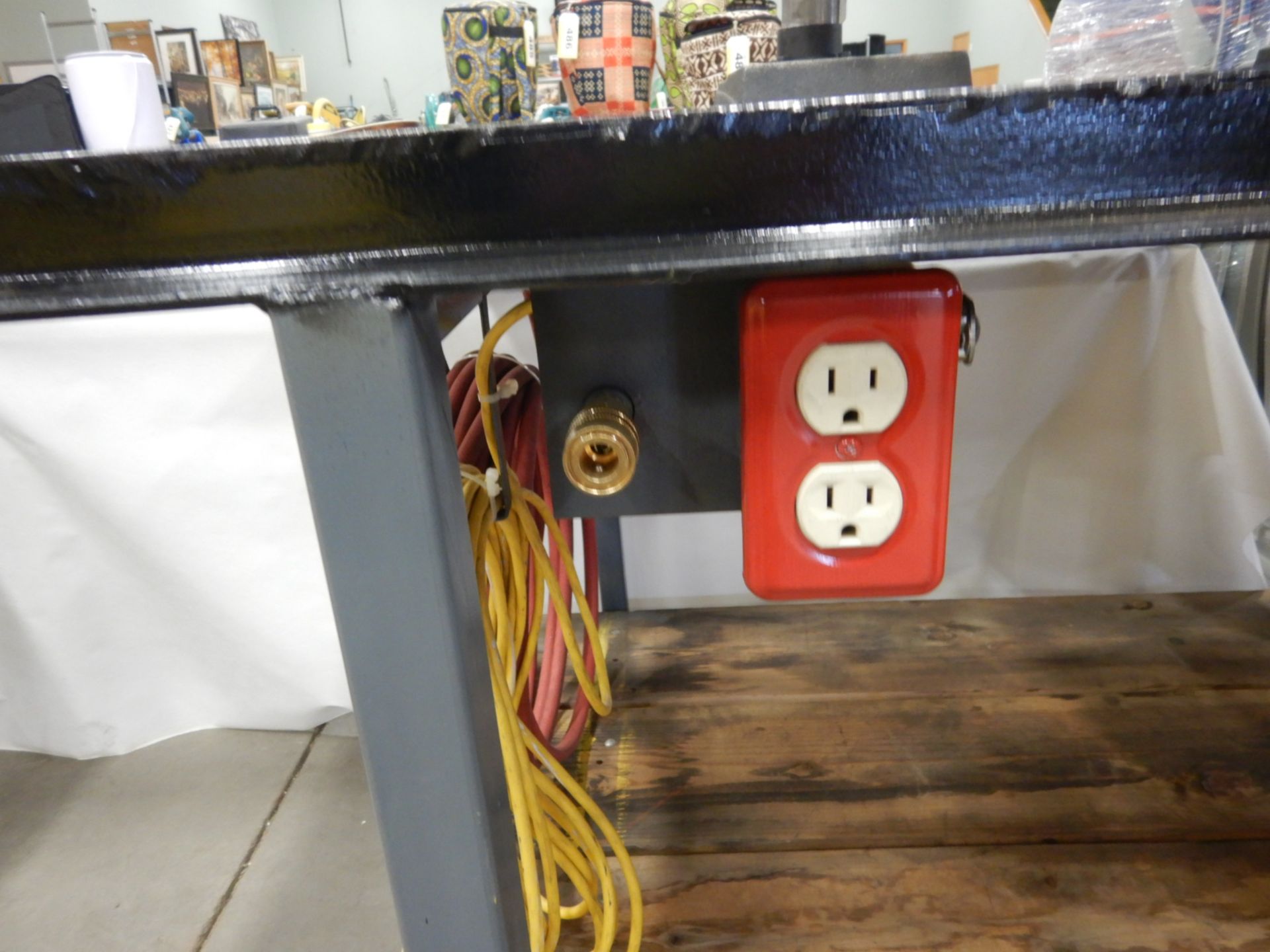 STEEL WORK BENCH W/ DRAWERS, VISE, AIR & POWER OUTLETS - Image 4 of 7