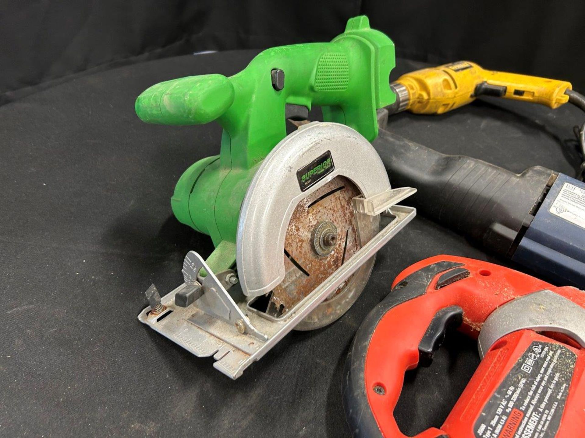 BLACK & DECKER ELEC. VARIABLE SPEED JIG SAW, RYOBI ELEC. RECIPROCATING SAW, DEWALT ELEC. 3-8" DRILL, - Image 2 of 4