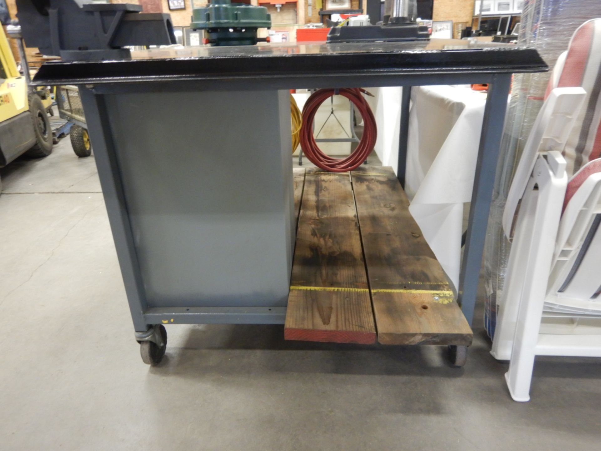 STEEL WORK BENCH W/ DRAWERS, VISE, AIR & POWER OUTLETS - Image 7 of 7