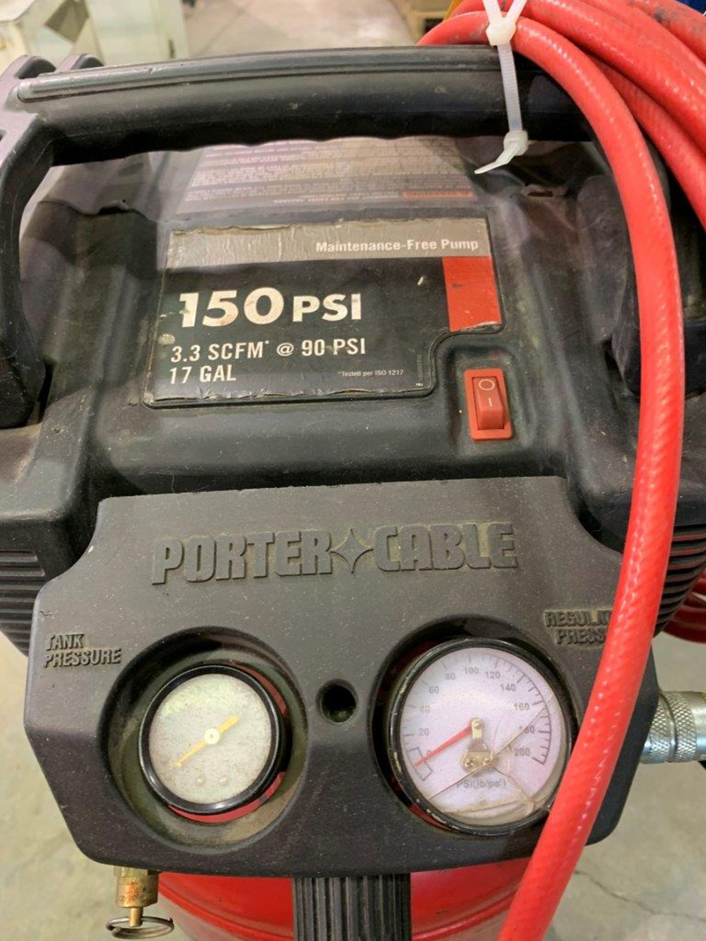 PORTER CABLE 150 PSI 17 GAL. PORTABLE AIR COMPRESSOR W/ WHEEL KIT - Image 5 of 5