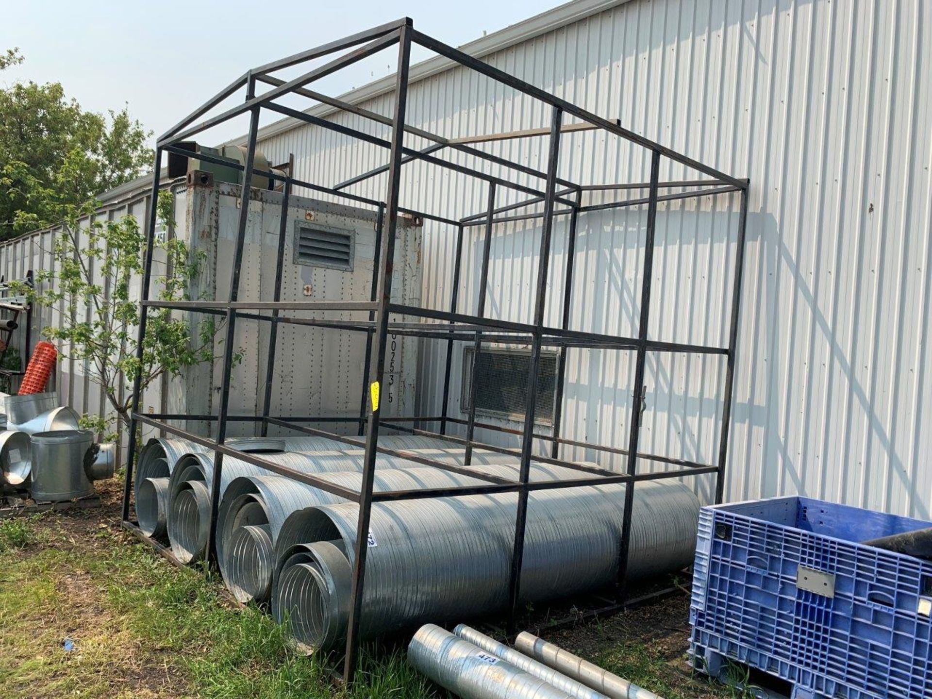 10 FT X 10 FT X 10 FT STEEL FRAME TARP STORAGE UNIT (NO TARP)