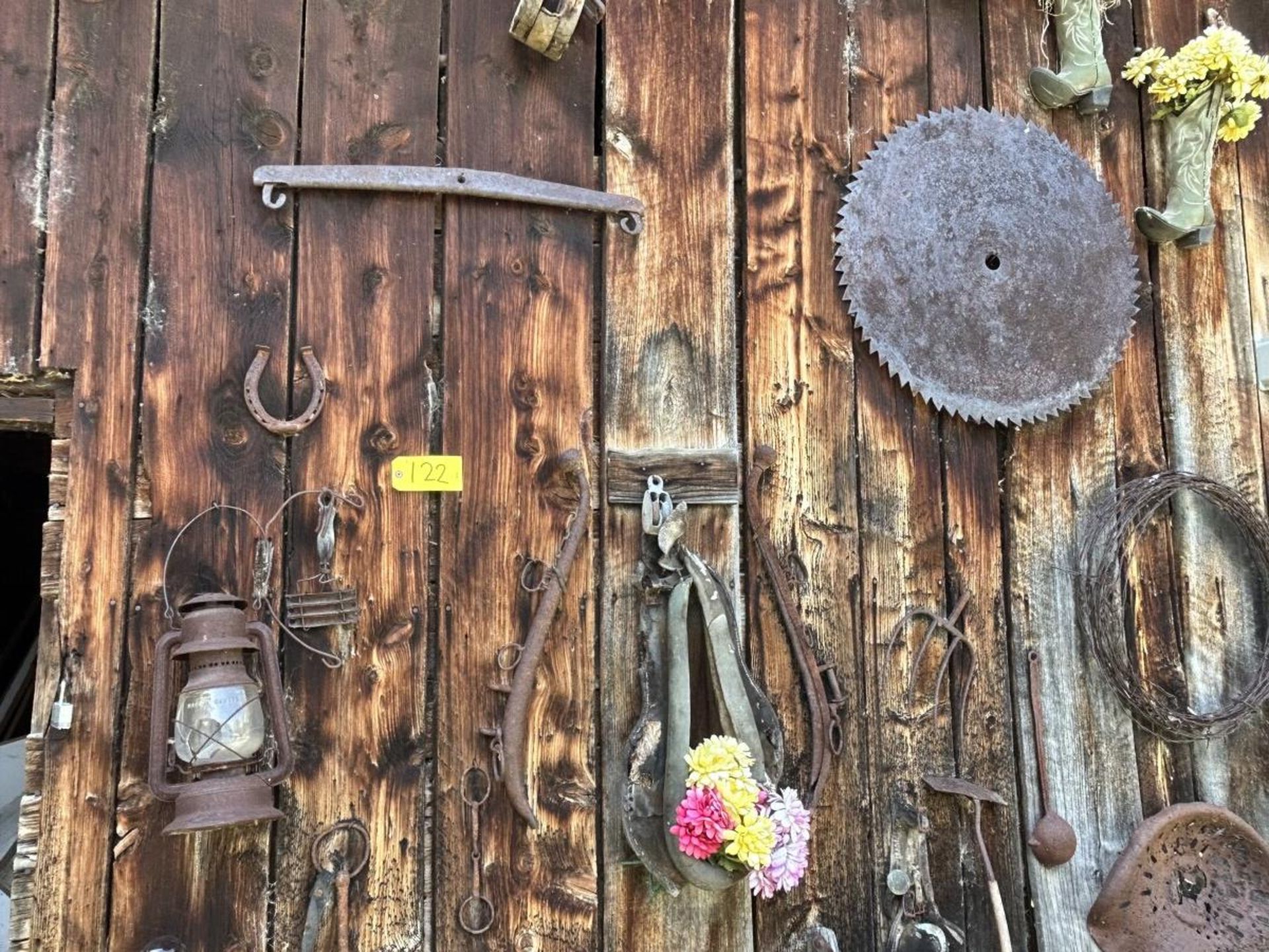 L/O - ANTIQUES ON EAST WALL OF BARN & ON GROUND - Image 6 of 10